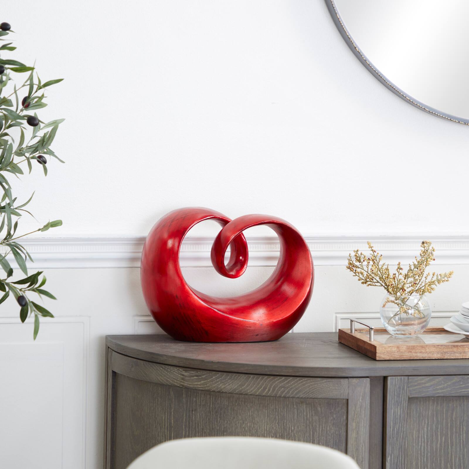 12" Red Contemporary Abstract Sculpture