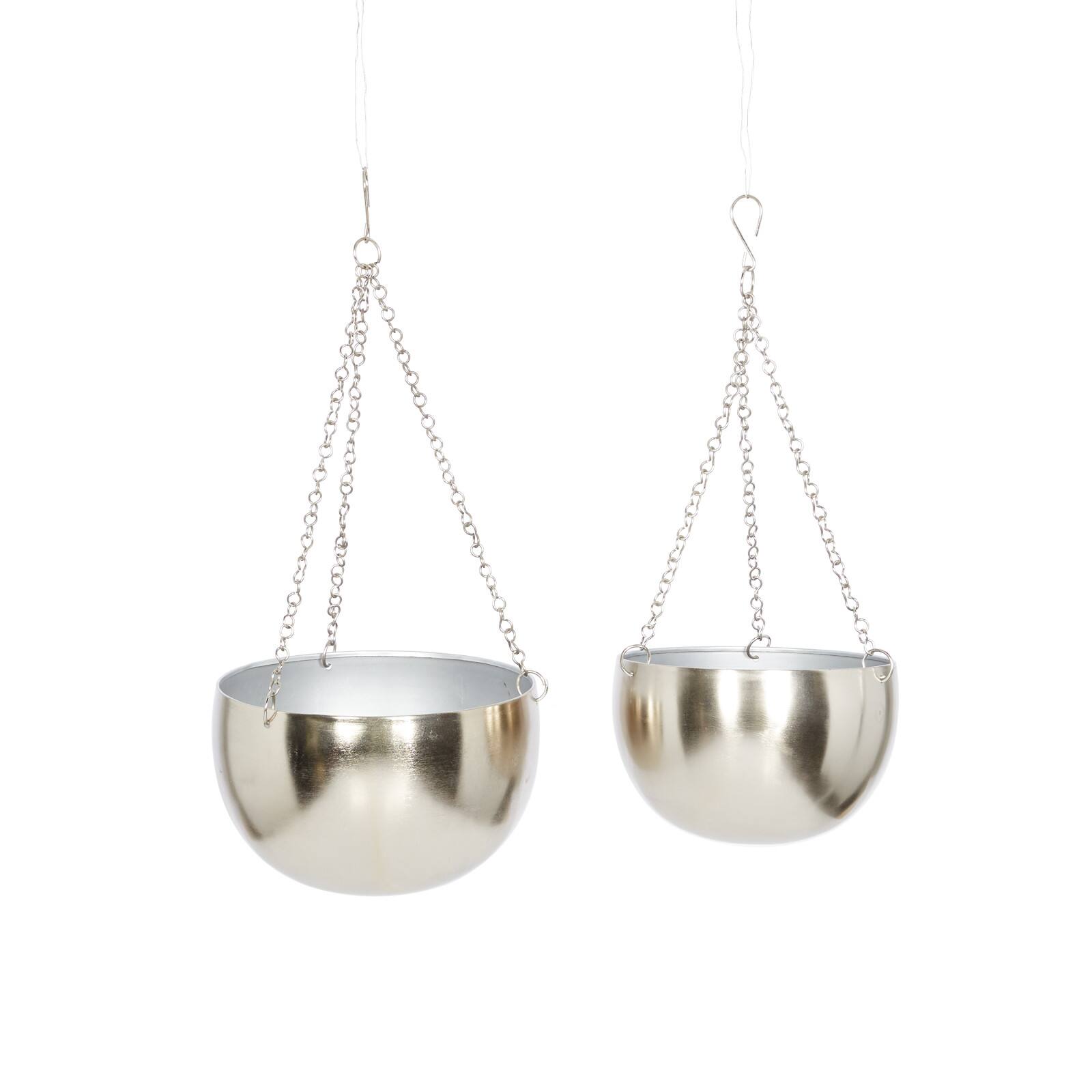 Silver Metal Glam Planter Set, 5" & 6"