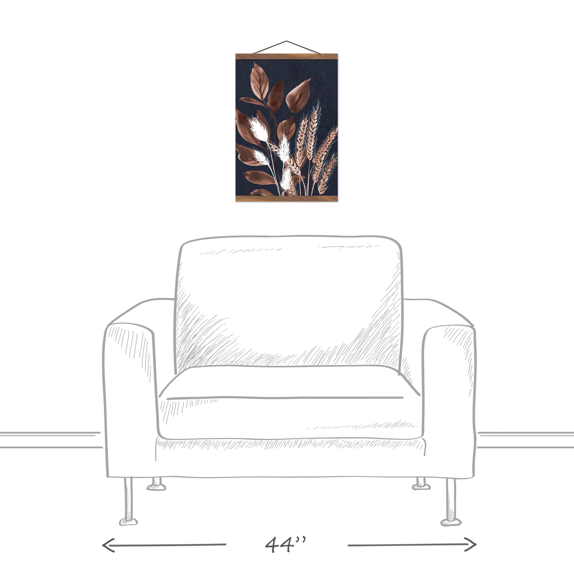 Autumn Botanicals I Teak Hanging Canvas