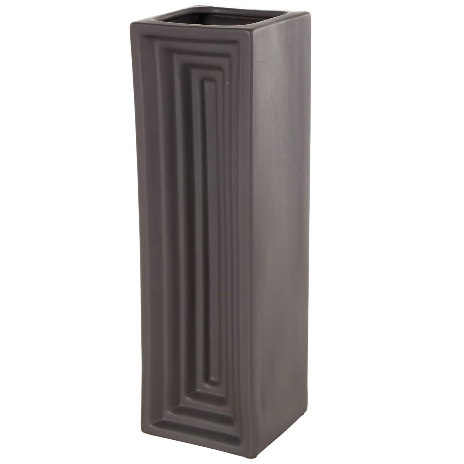 18" Black Ceramic Rectangular Decorative Vase