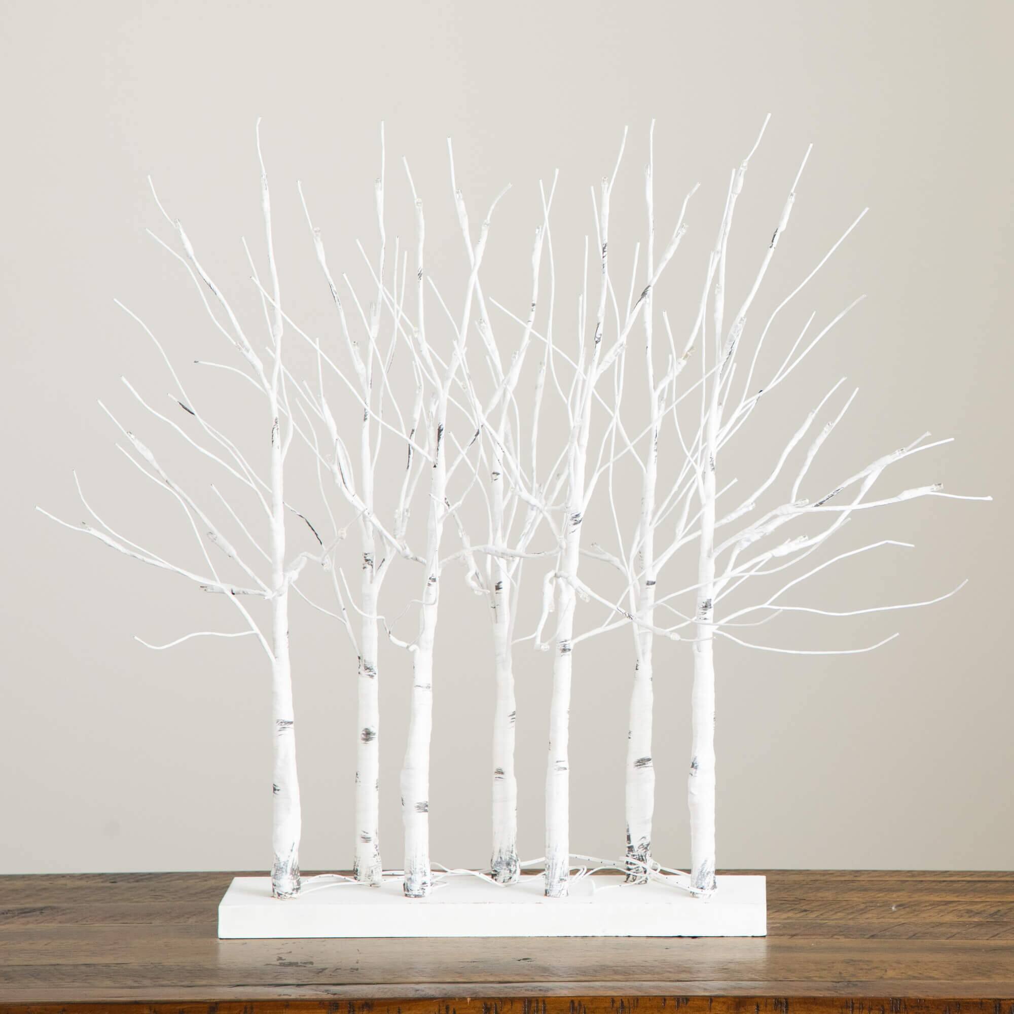 2ft. Pre-Lit Artificial White Birch Centerpiece with 84 LED Lights