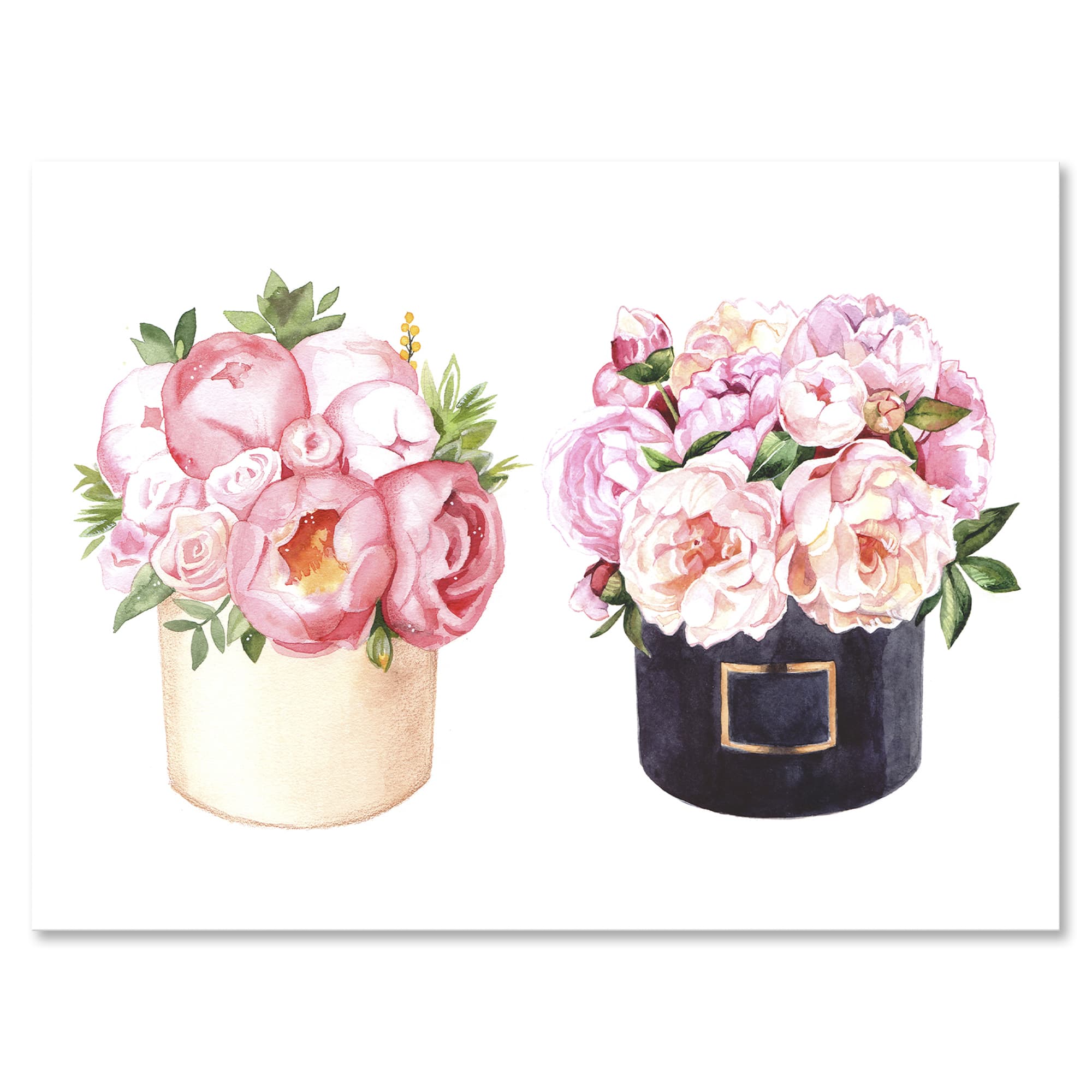 Designart - Flower Box With Peonies and Rose - Farmhouse Canvas Wall Art Print