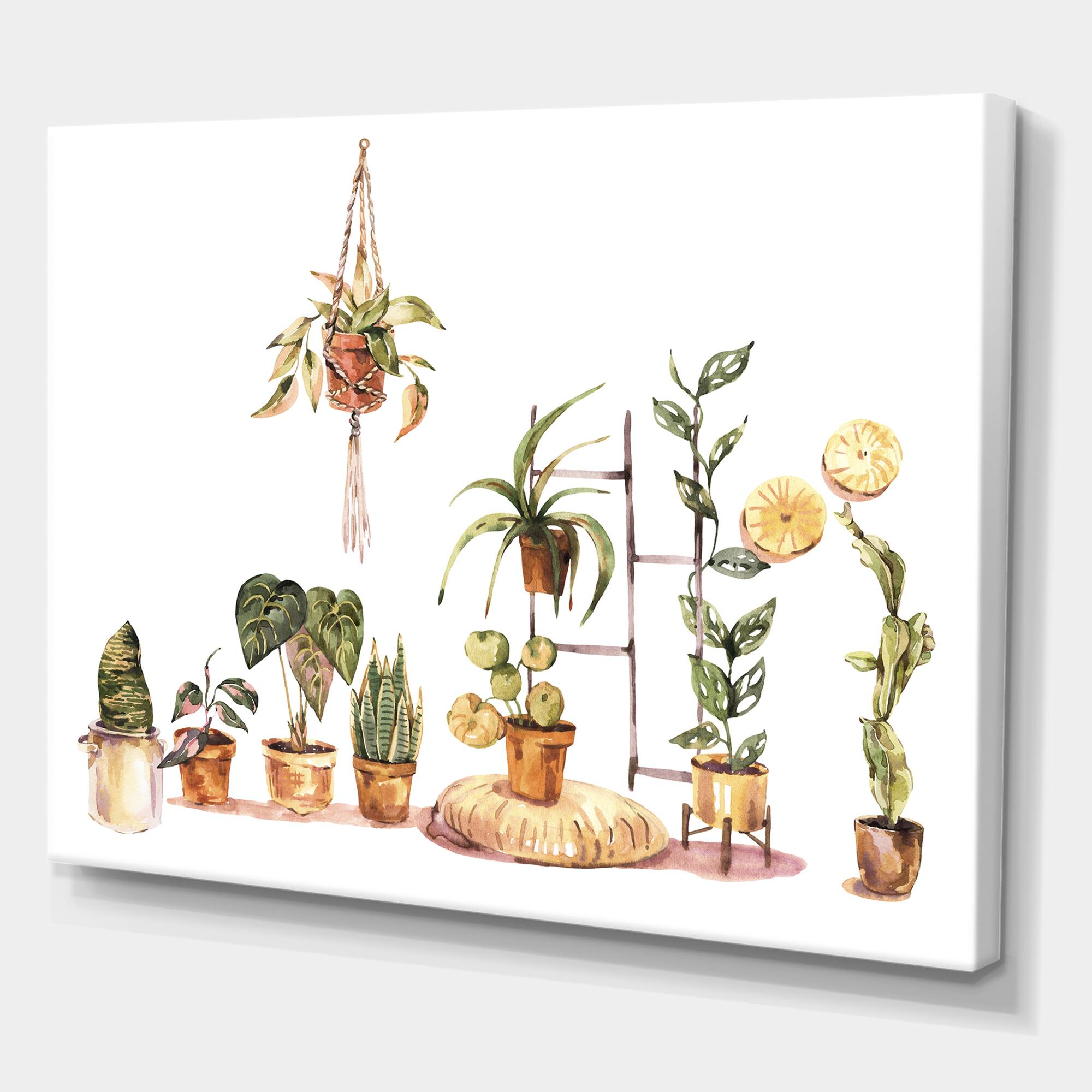 Designart - Indoor House Plants Urban Jungle II - Traditional Canvas Wall Art Print