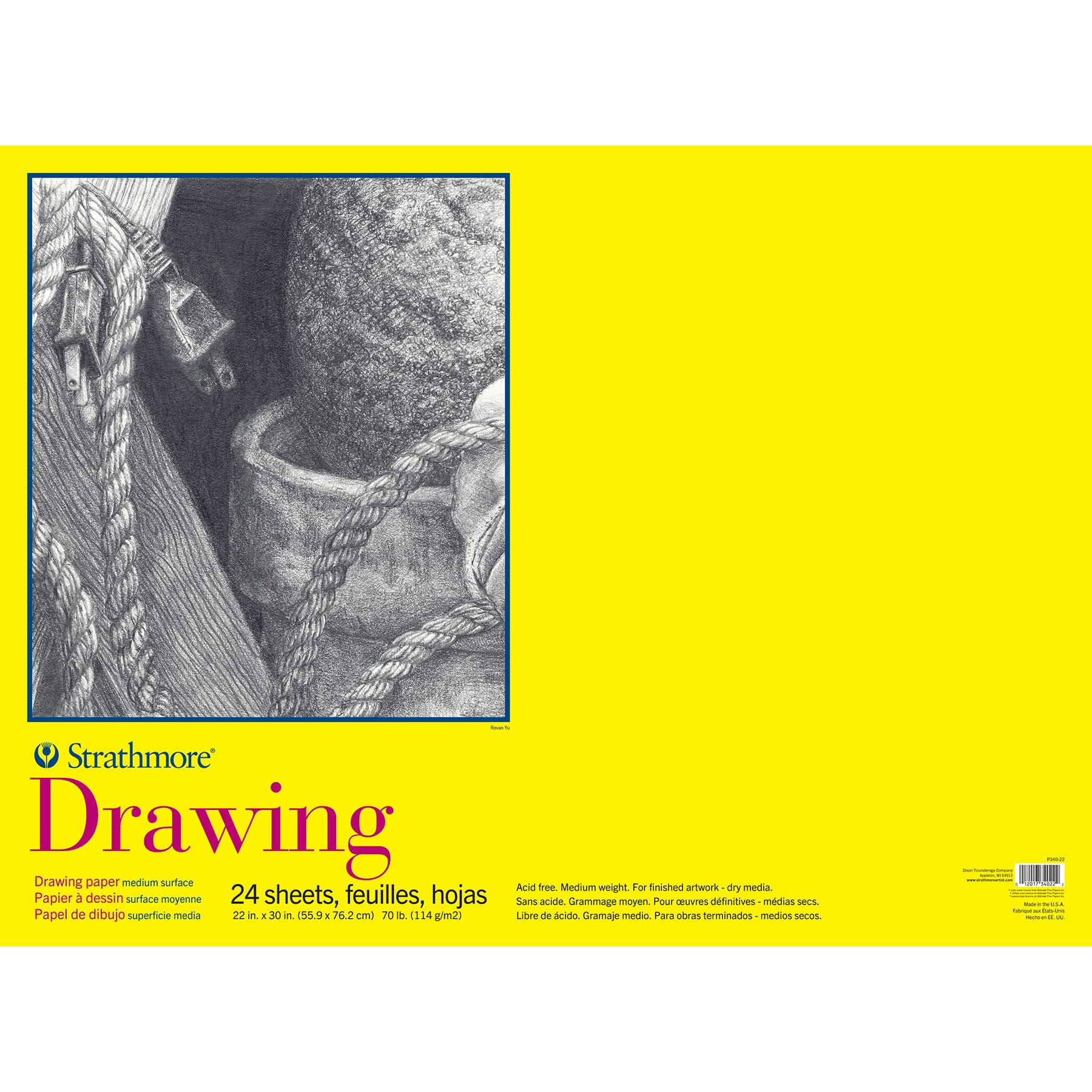 Strathmore® 300 Series Tape Binding Drawing Paper Pad, 24 Sheets