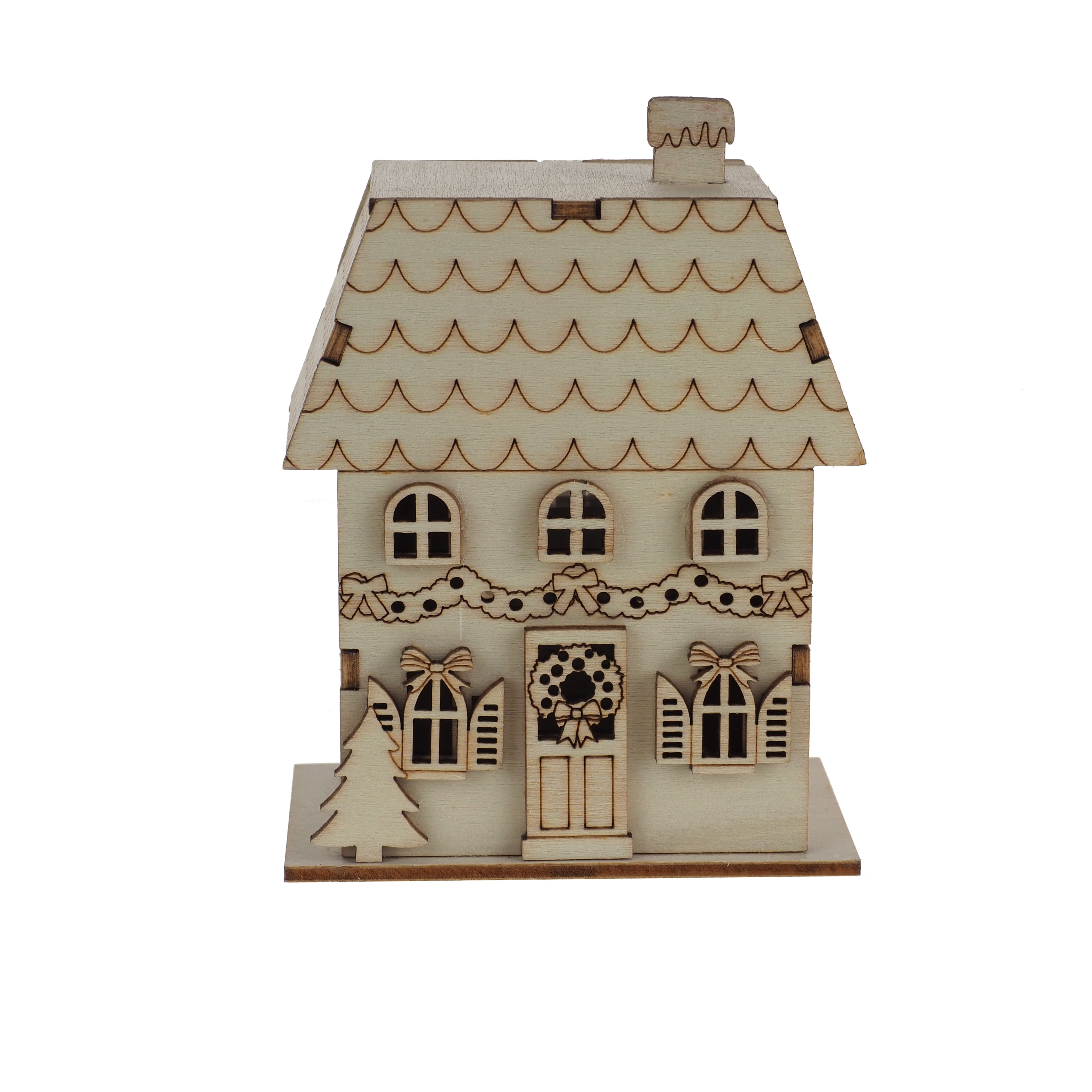 4" Mini Village House DIY LED Wood Décor by Make Market®