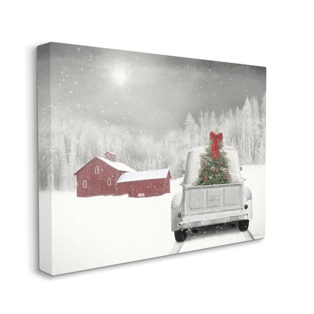 Stupell Industries Christmas Tree at Twilight Snowy Holiday Scene Canvas Wall Art