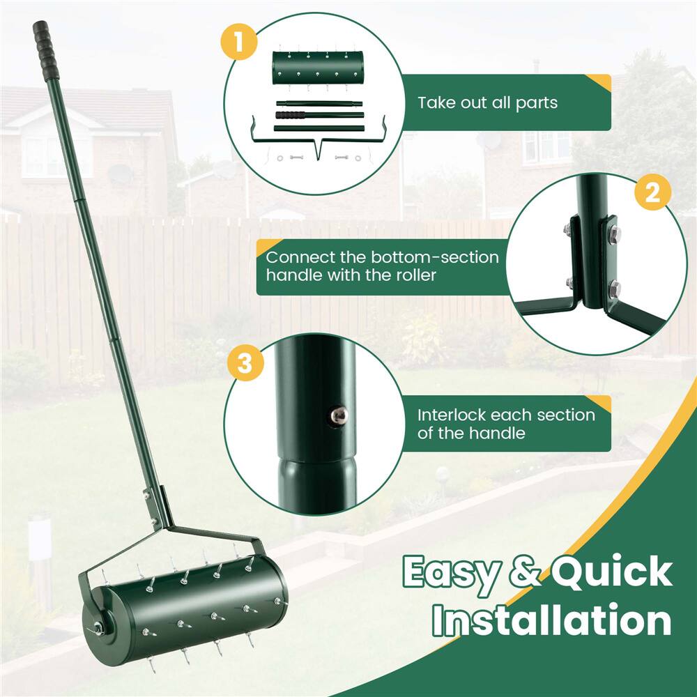 Costway 18" Heavy Duty Manual Rolling Lawn Aerator Tool with Handle