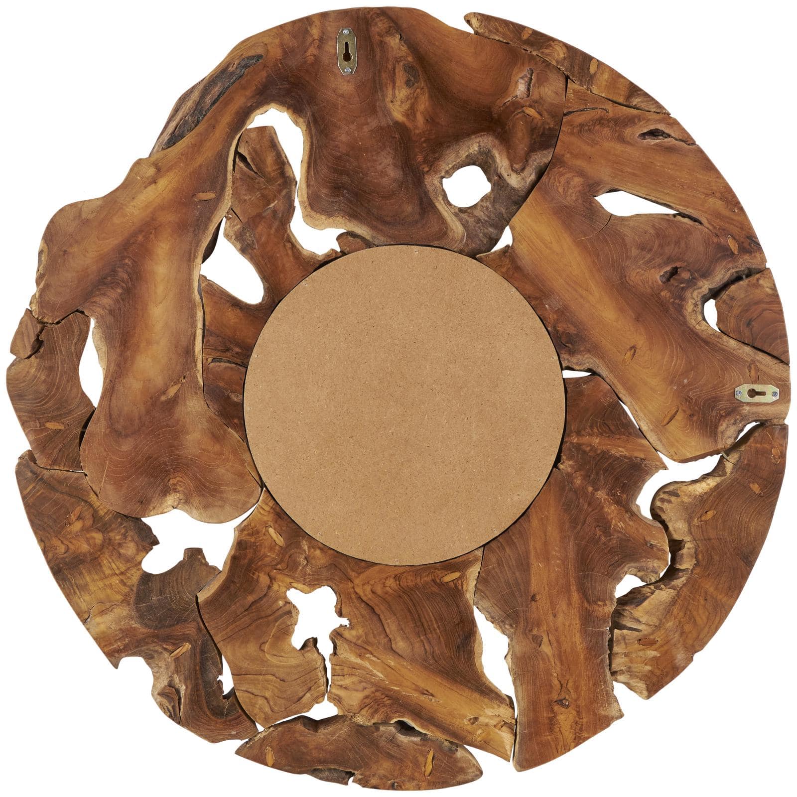 Ivory and Iris 32" Brown Teak Wood Live Edge Wall Mirror