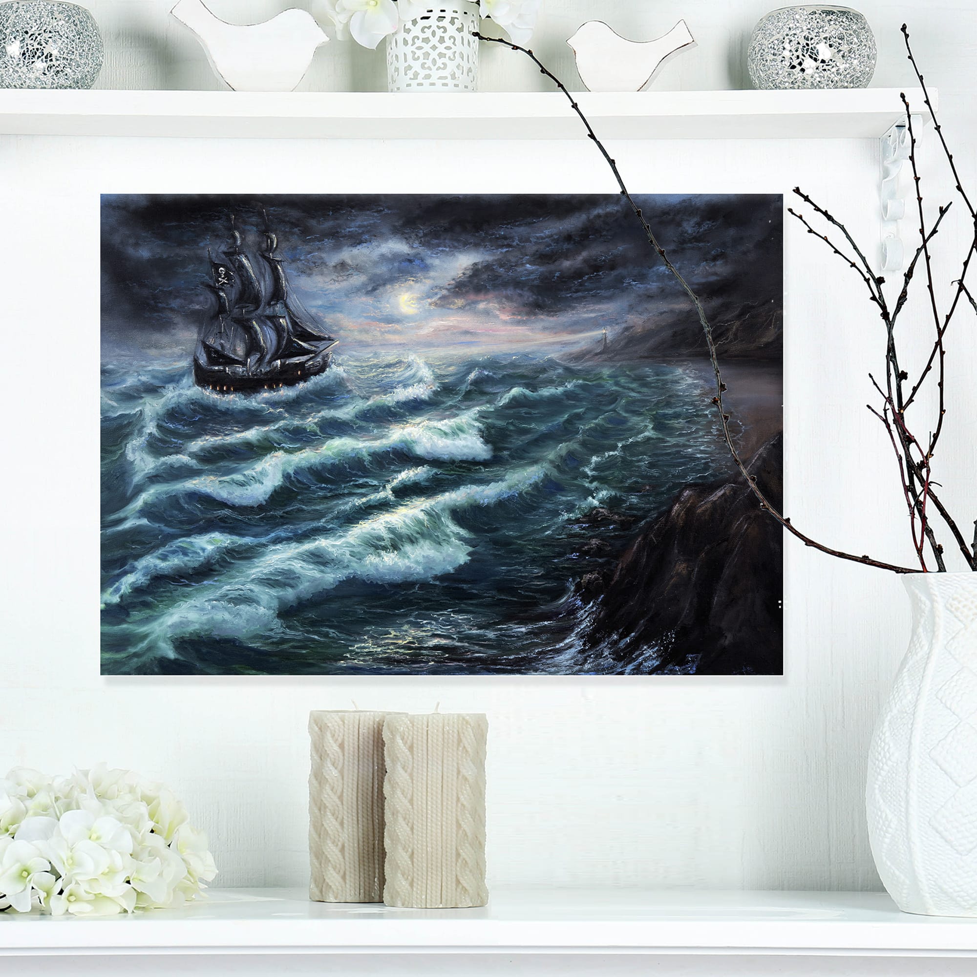 Designart - Pirate Ship Under Stormy Cloud