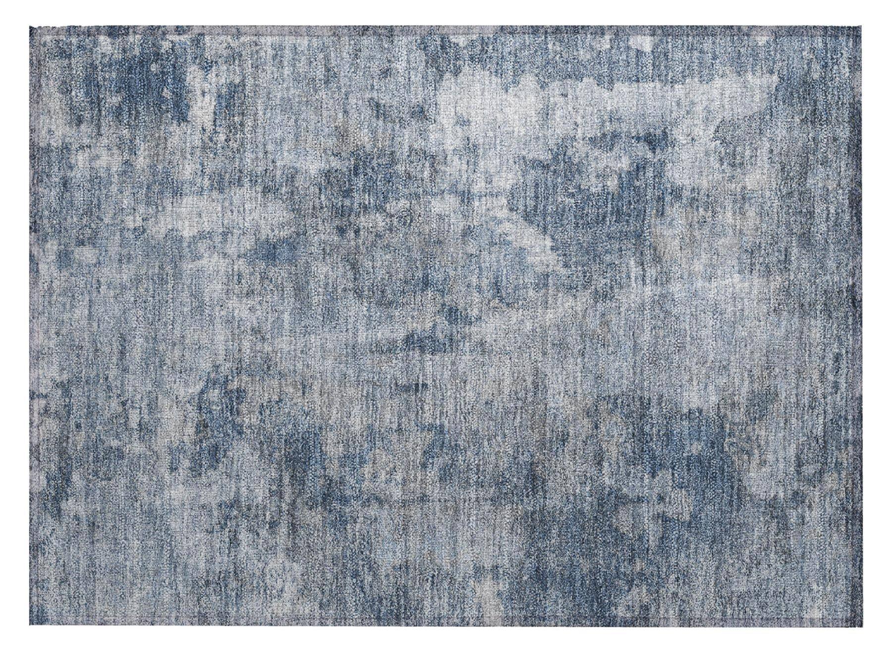 HomeRoots 20" x 30" Blue Abstract Washable Indoor/Outdoor Area Rug