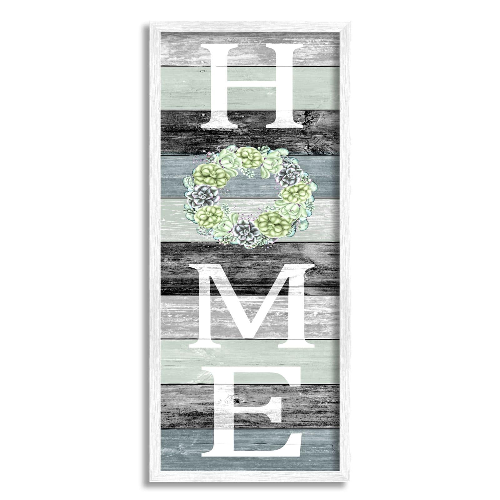 Stupell Industries Succulent Wreath Welcome Home Sign Green Black Framed Wall Art