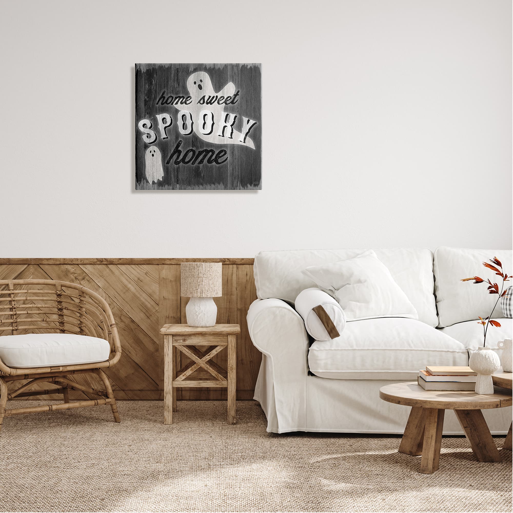 Stupell Industries Sweet Spooky Home Ghosts Sign Canvas Wall Art