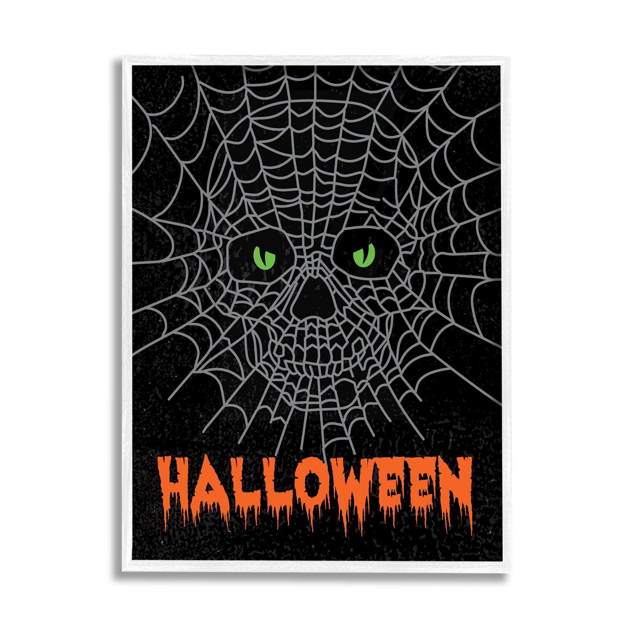 Stupell Industries Spooky Halloween Spider Web Skull Framed Giclée Wall Art
