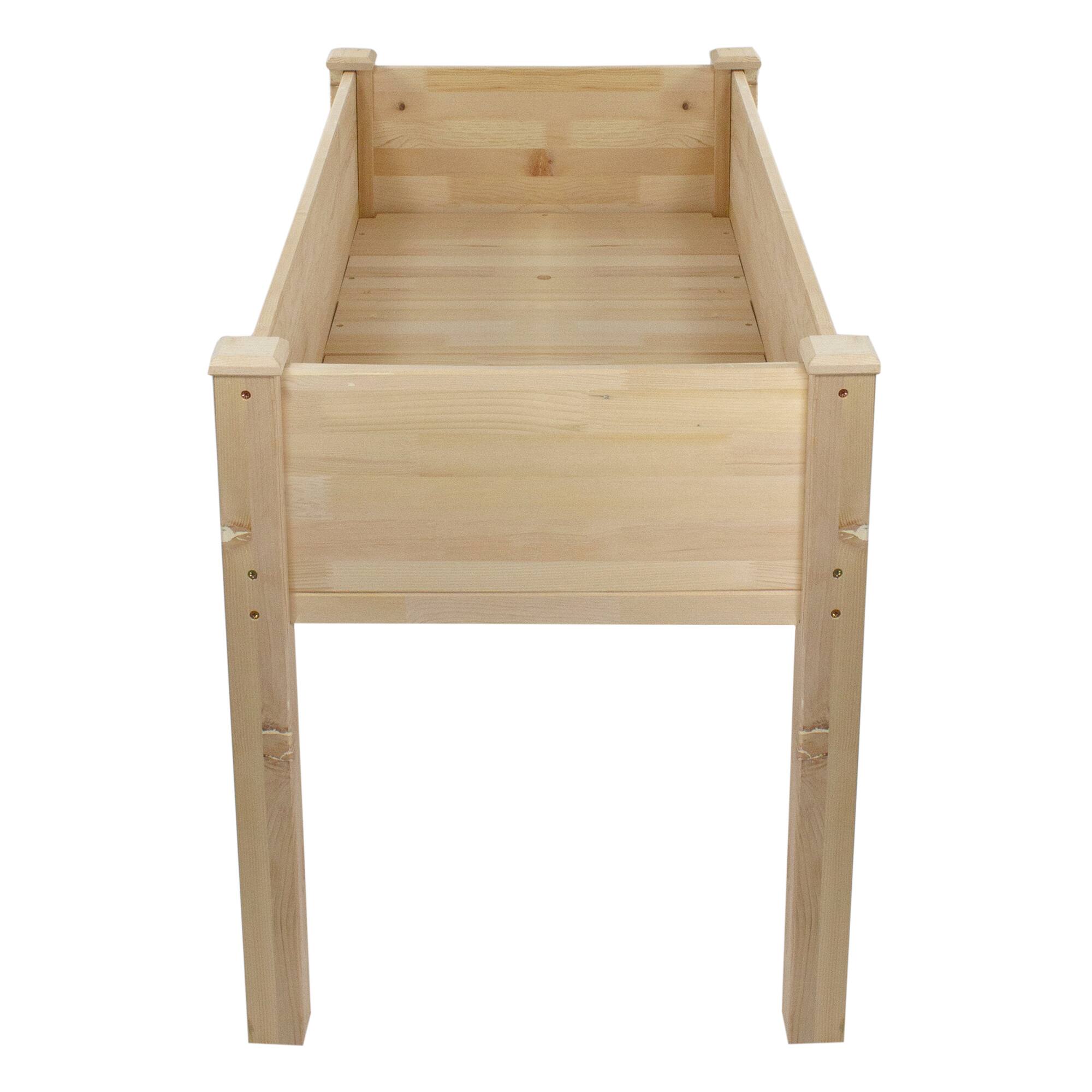 4ft. Natural Wood Raised Garden Bed Planter Box With Liner