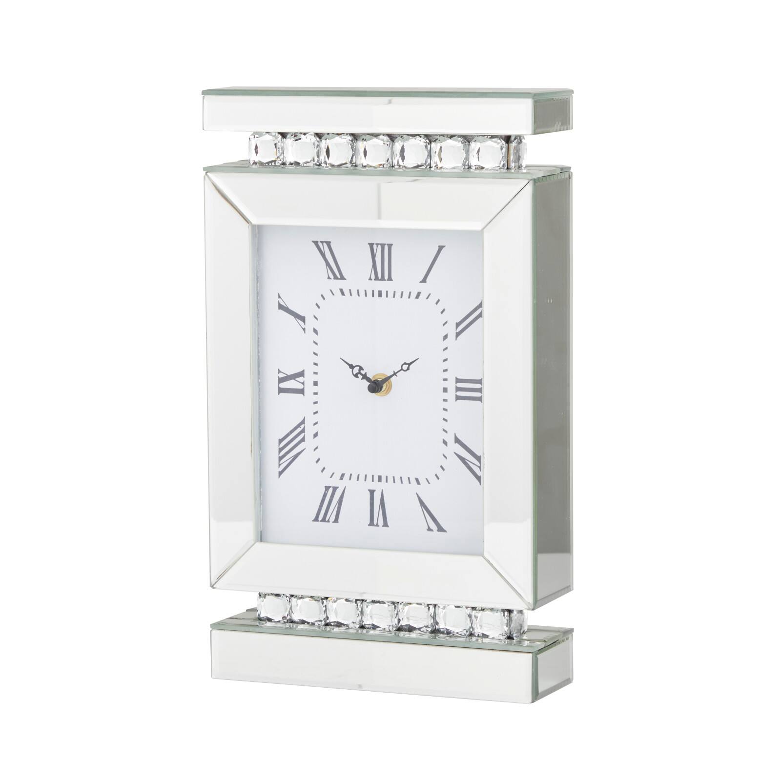 Silver MDF Glam Clock, 14" x 8" x 3"