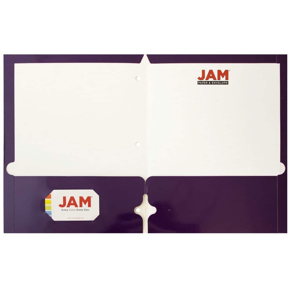 JAM Paper Laminated 2-Pocket Glossy 3-Hole Punch School Folders, 6ct.