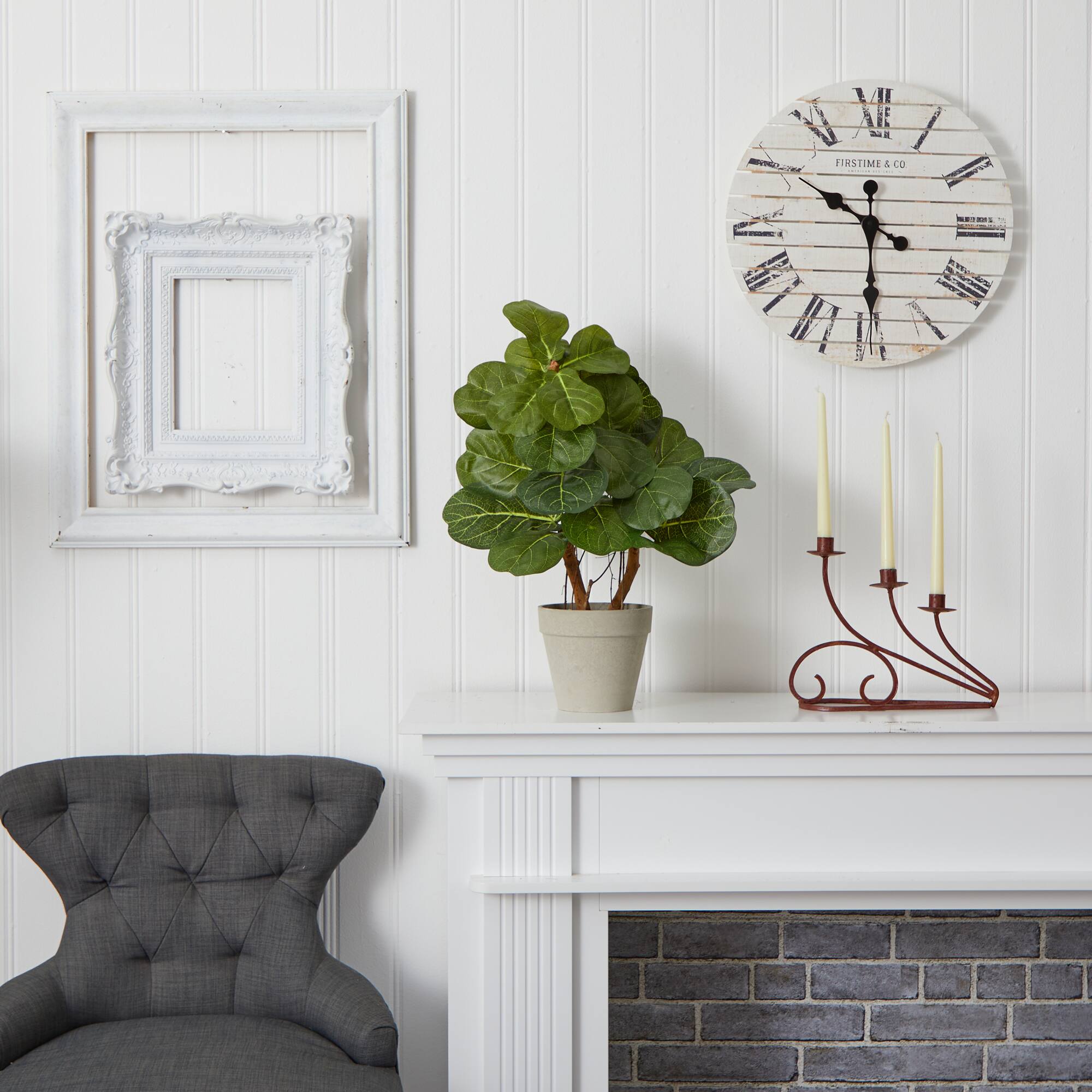 22" Fiddle Leaf in Stone Planter