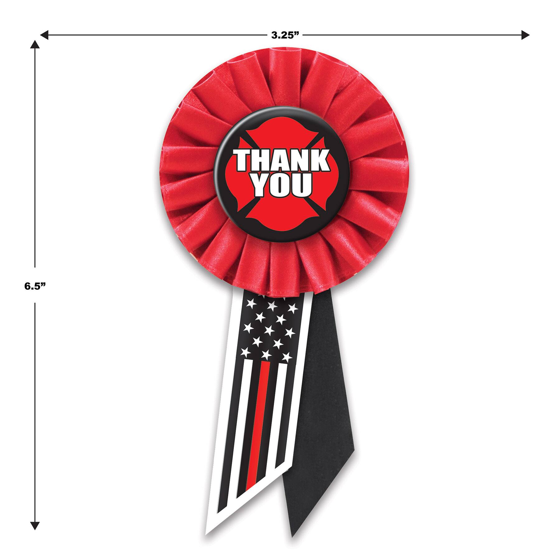 Beistle 6.5" Red Stripe Thank You Firefighters Rosettes, 6ct.