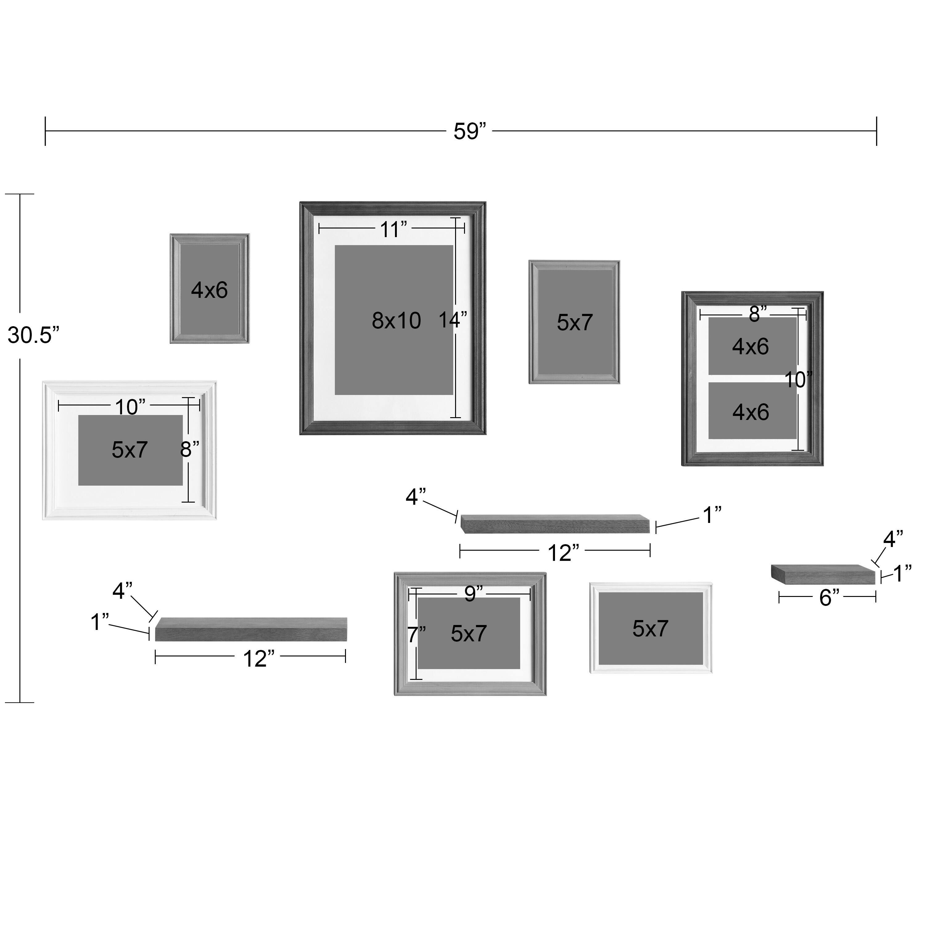 Kate and Laurel Bordeaux Gallery Wall Frame & Shelf Set