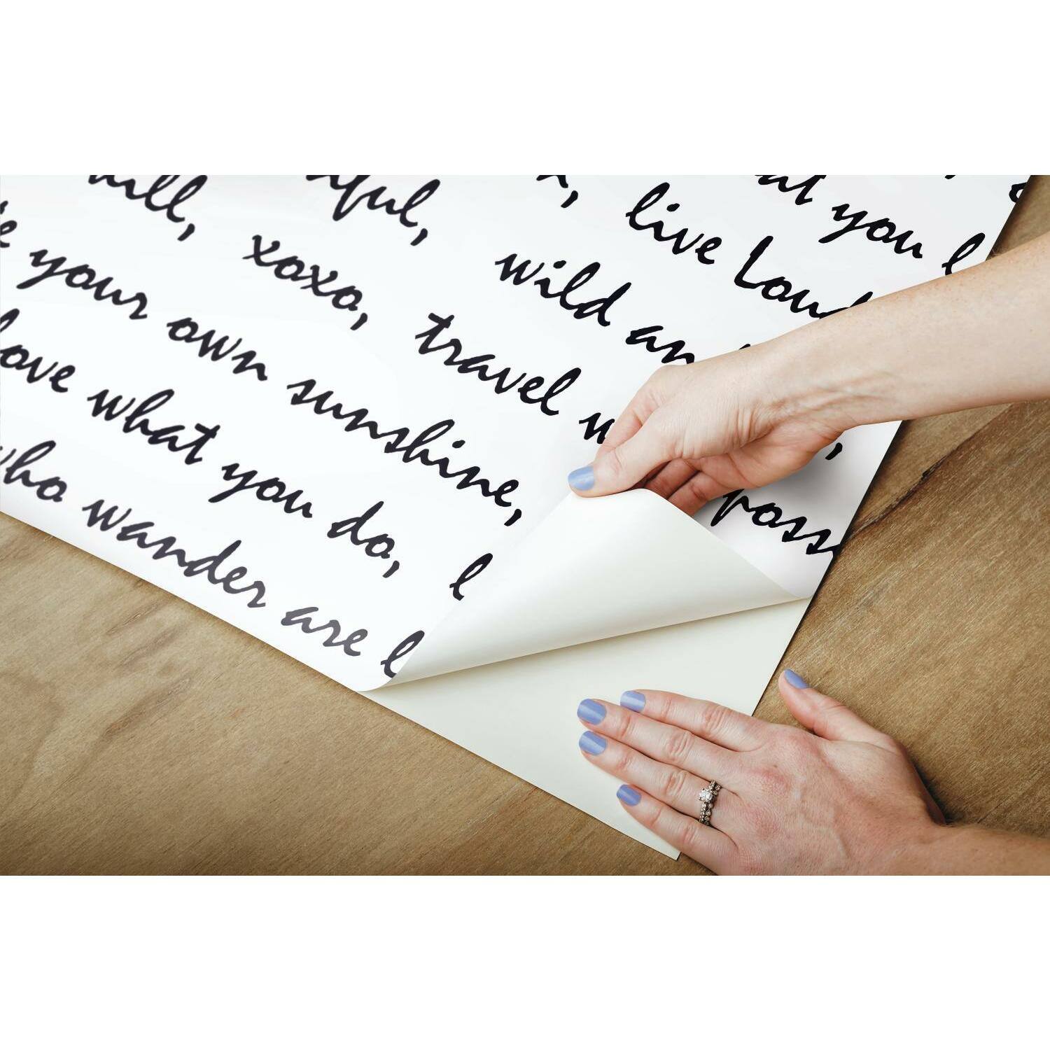 RoomMates Black Dream Big Script Peel & Stick Wallpaper