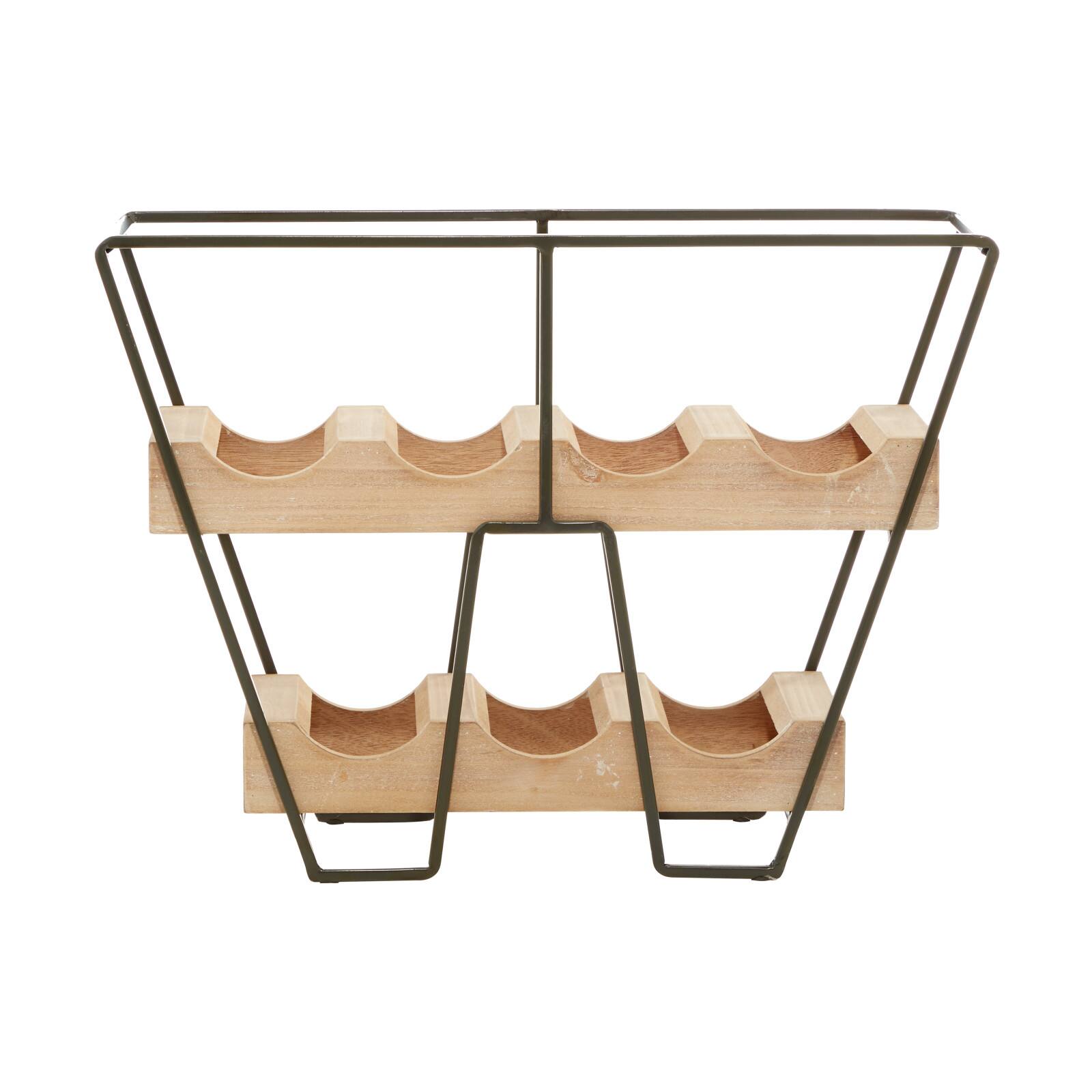 19" Brown Wood Industrial Wine Rack