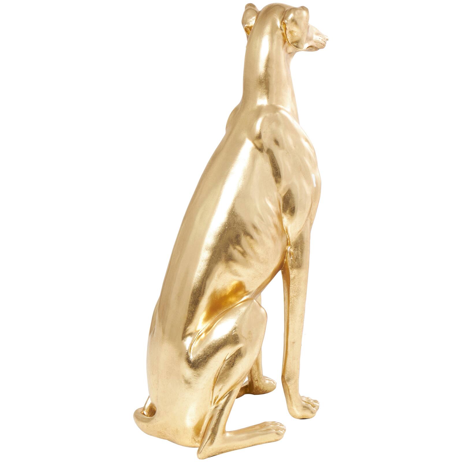 32" Gold Dog Sitting Greyhound Sculpture
