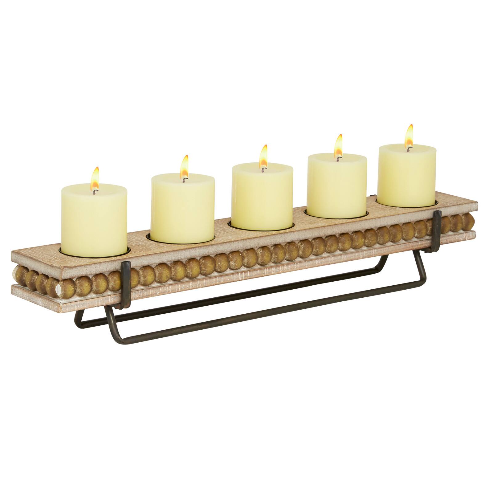 24" Brown Wood Natural Candlestick Holder