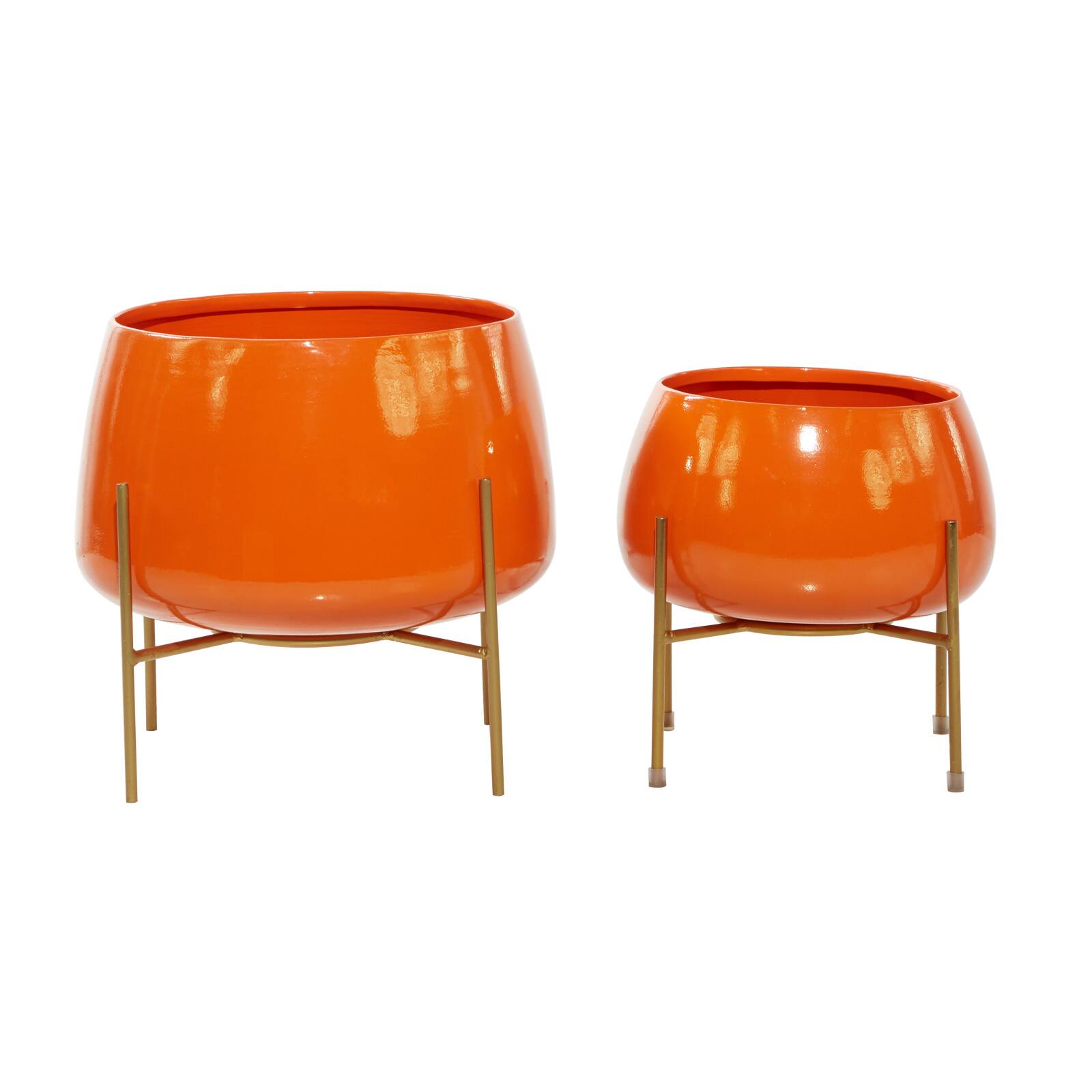 Metal Round Contemporary Planter Set