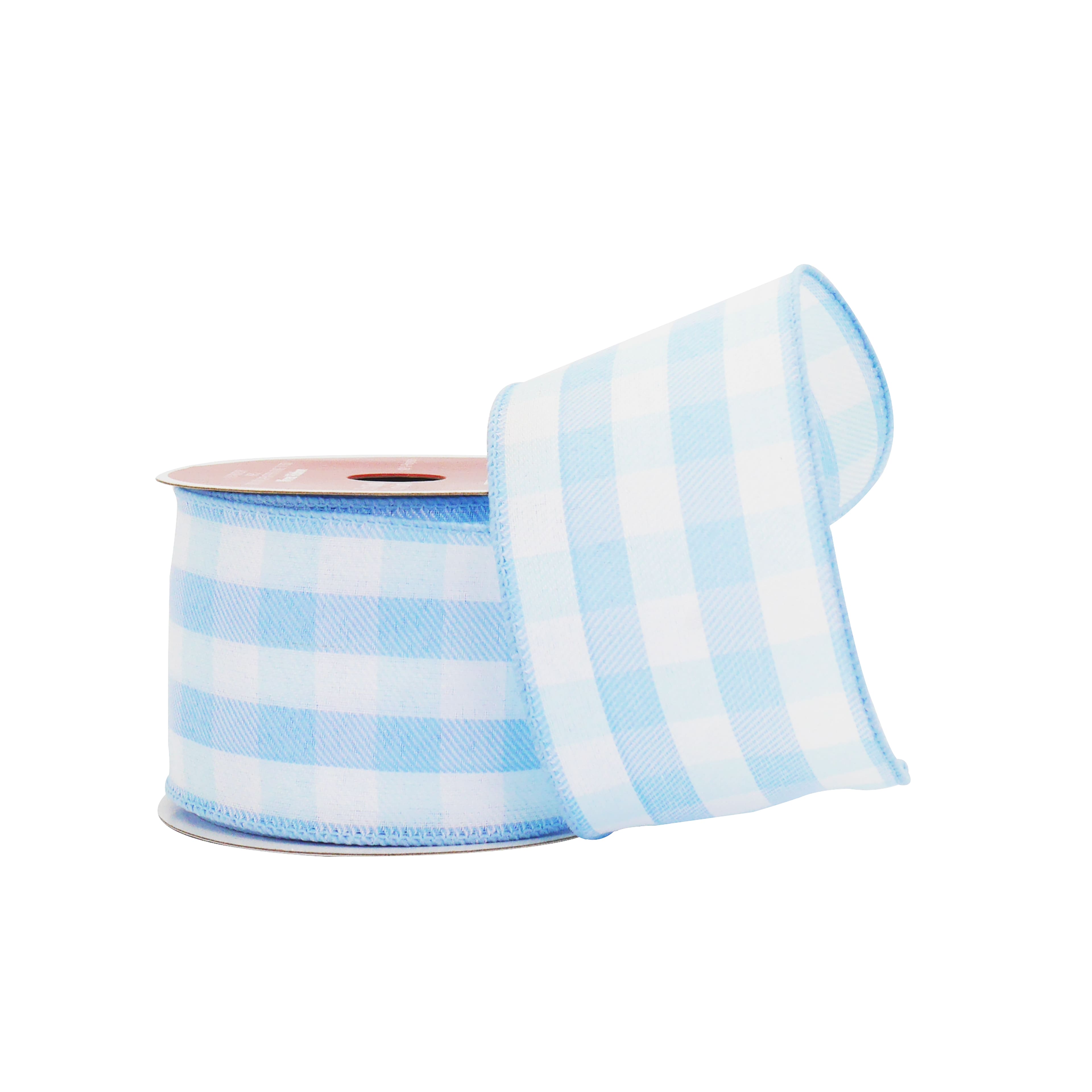 2.5" x 6.6yd. Blue & White Check Wired Ribbon by Celebrate It®