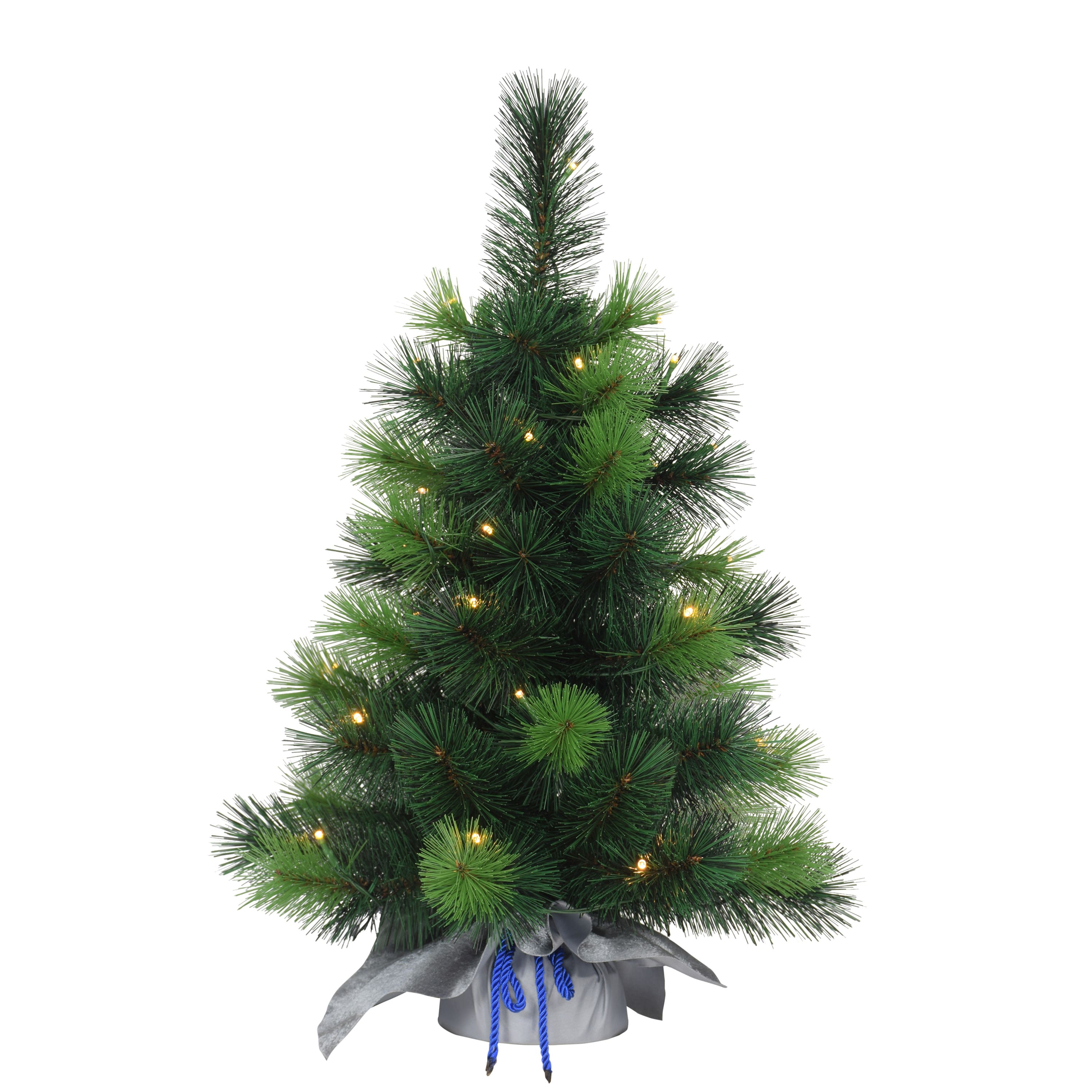 6 Pack: 2ft. Pre-Lit Table Top Artificial Christmas Tree In Silver Sack