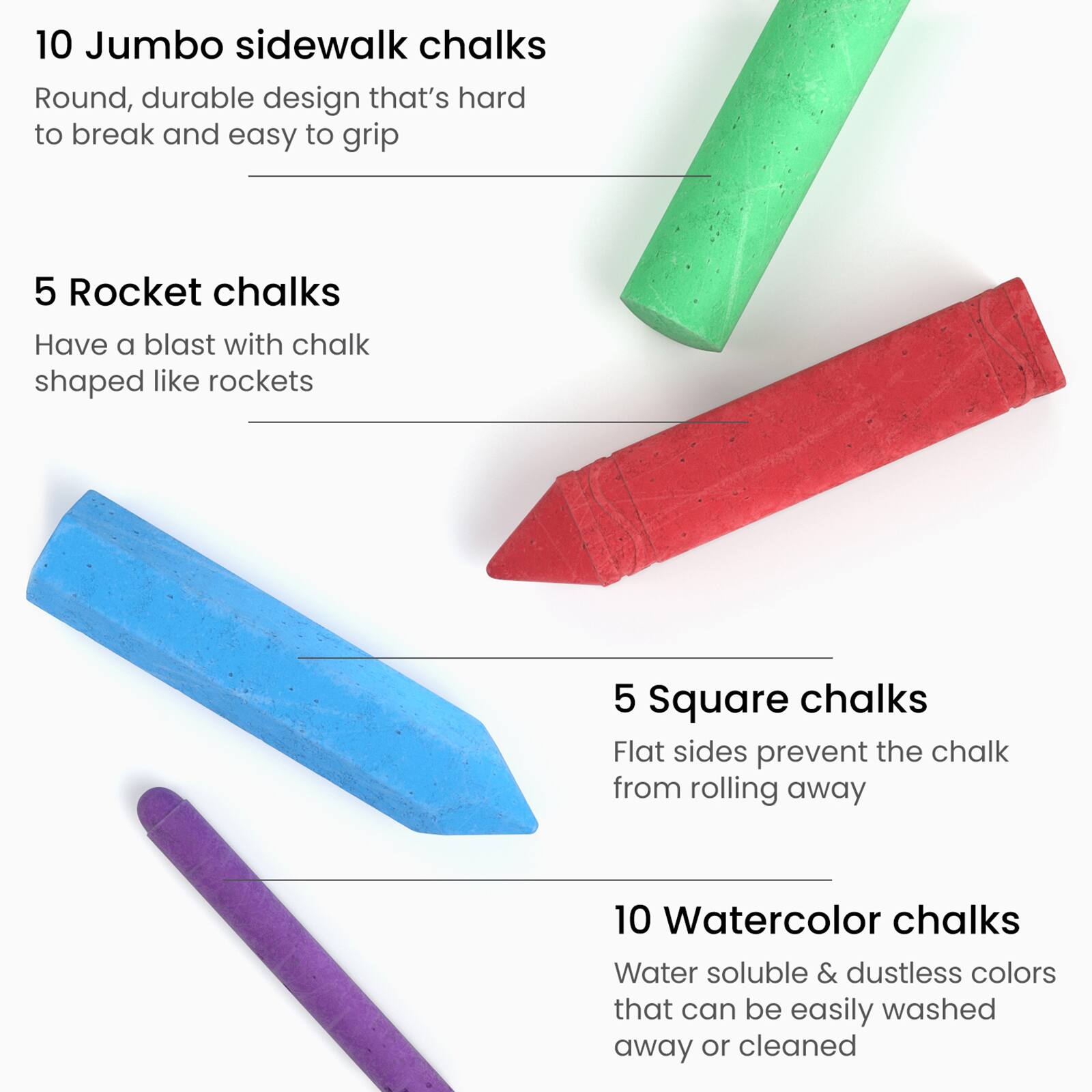 Arteza® Kids Ultimate Chalk Set of 37 pcs, Green Box Handle