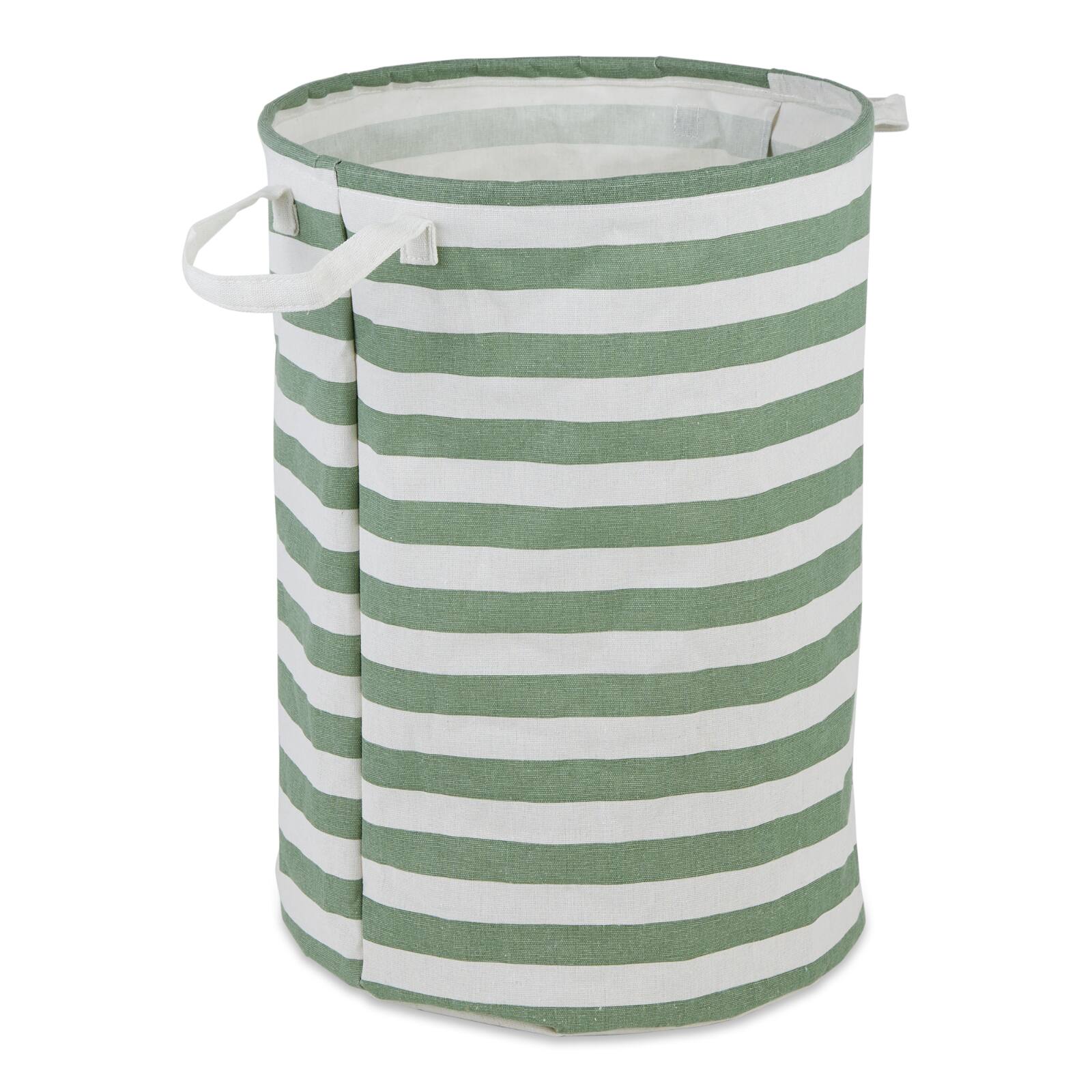 DII® Round Stripes PE-Coated Cotton Polyester Laundry Hamper