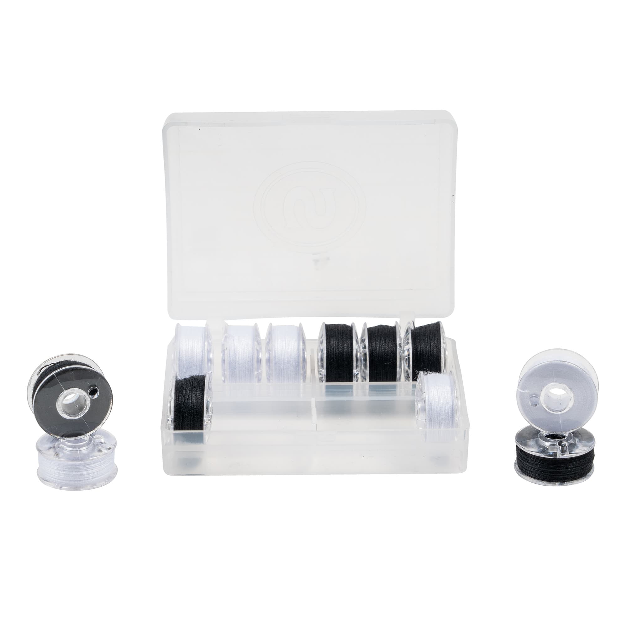 SINGER® Class 66 Sewing Bobbin & Storage Rings Set, Black & White