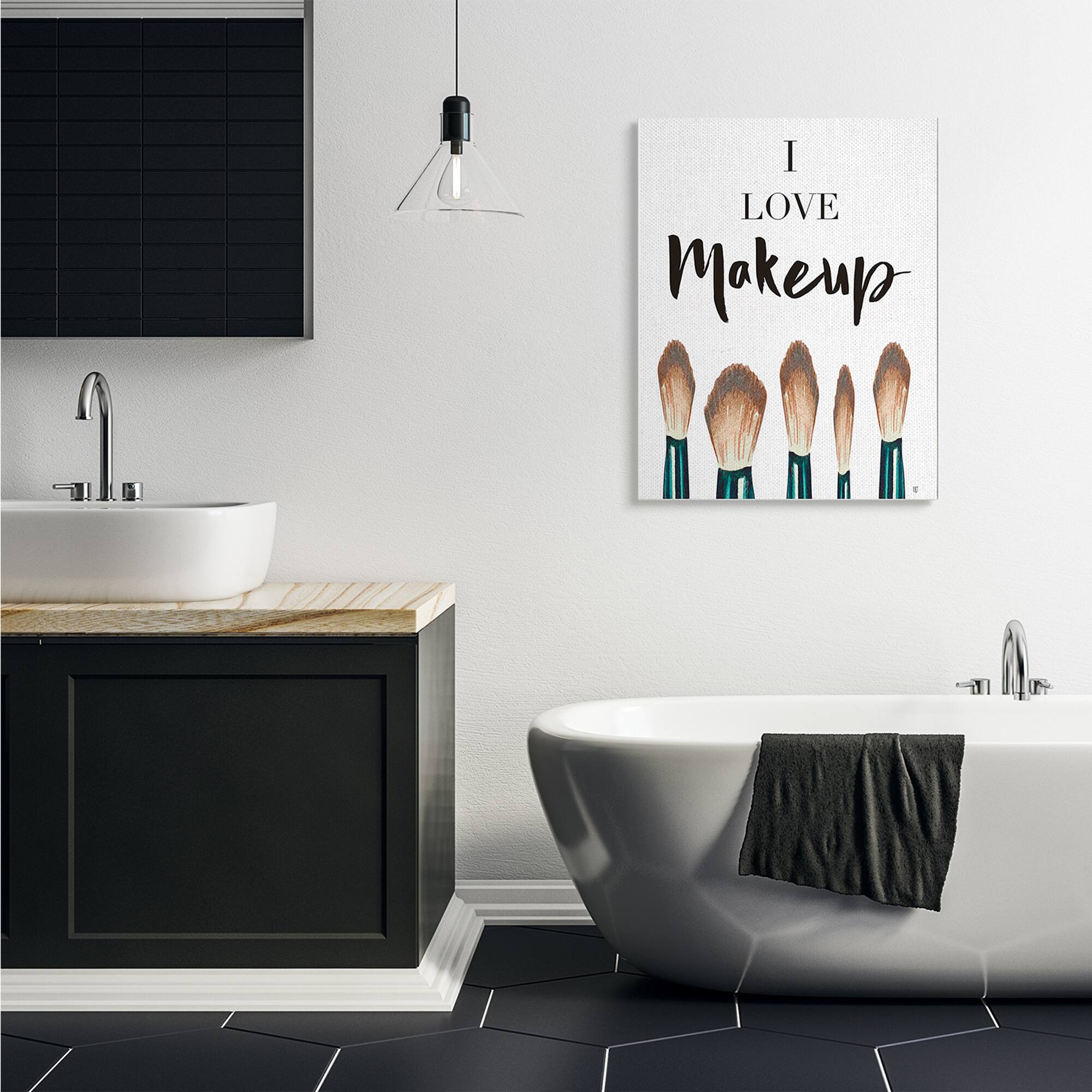 Stupell Industries I Love Makeup Expression Glam Cosmetic Brushes Canvas Wall Art