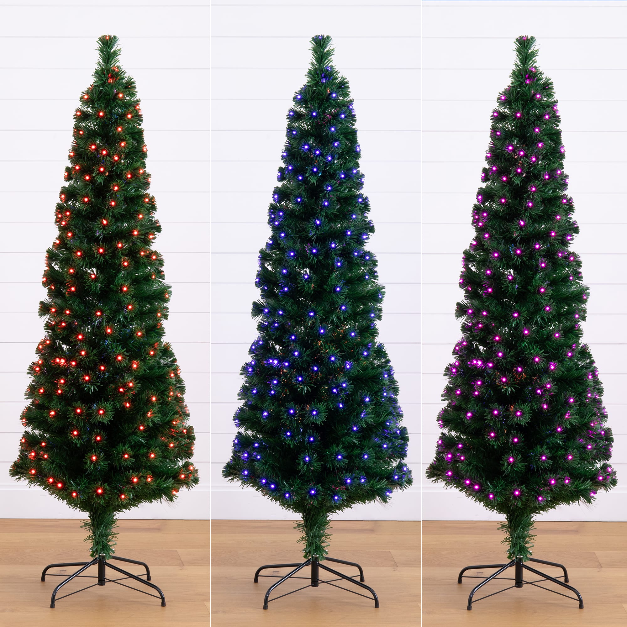 6ft. Fiber Optic Multicolor LED Lights Slim Pine Artificial Christmas Tree
