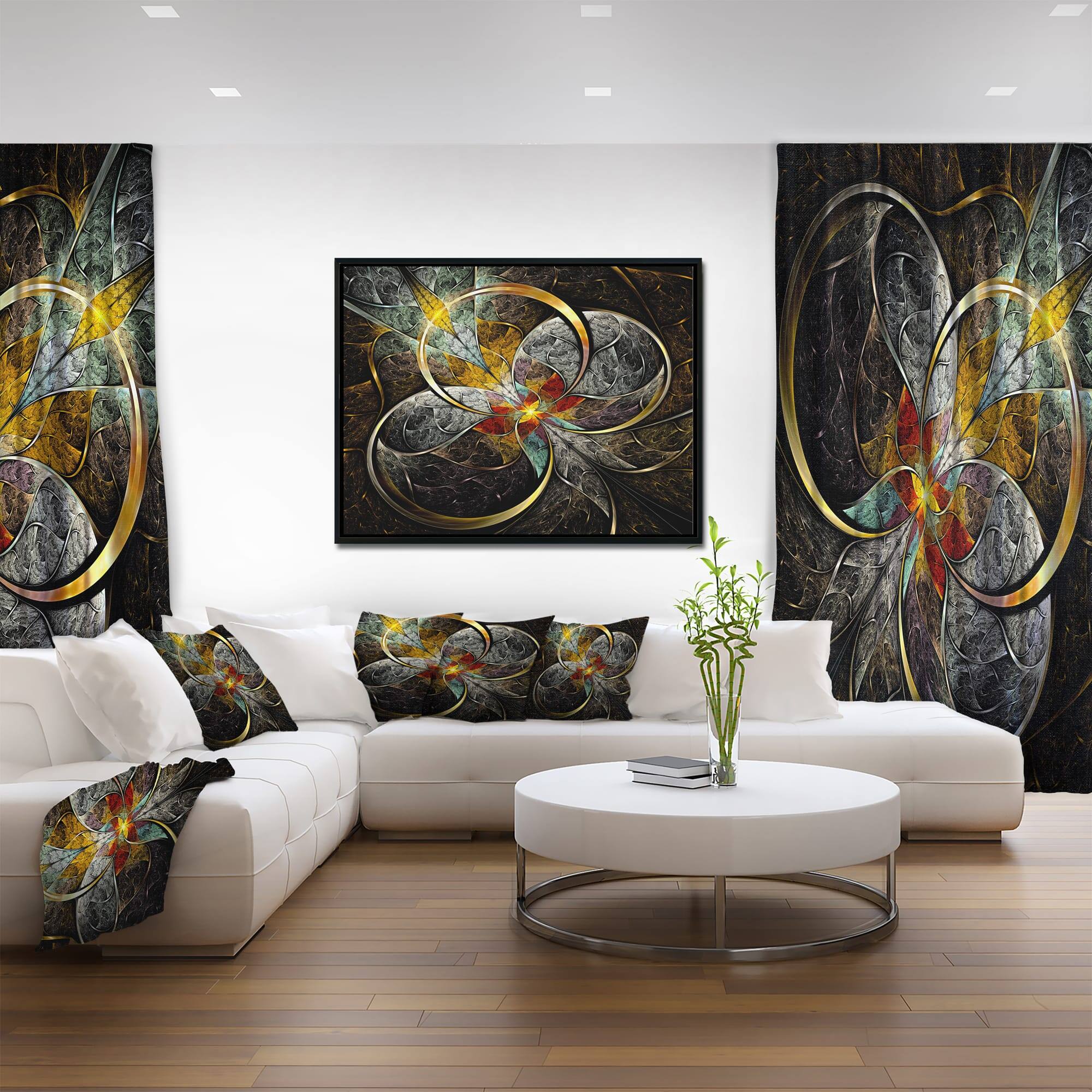 Designart - Symmetrical Brown Fractal Flowers