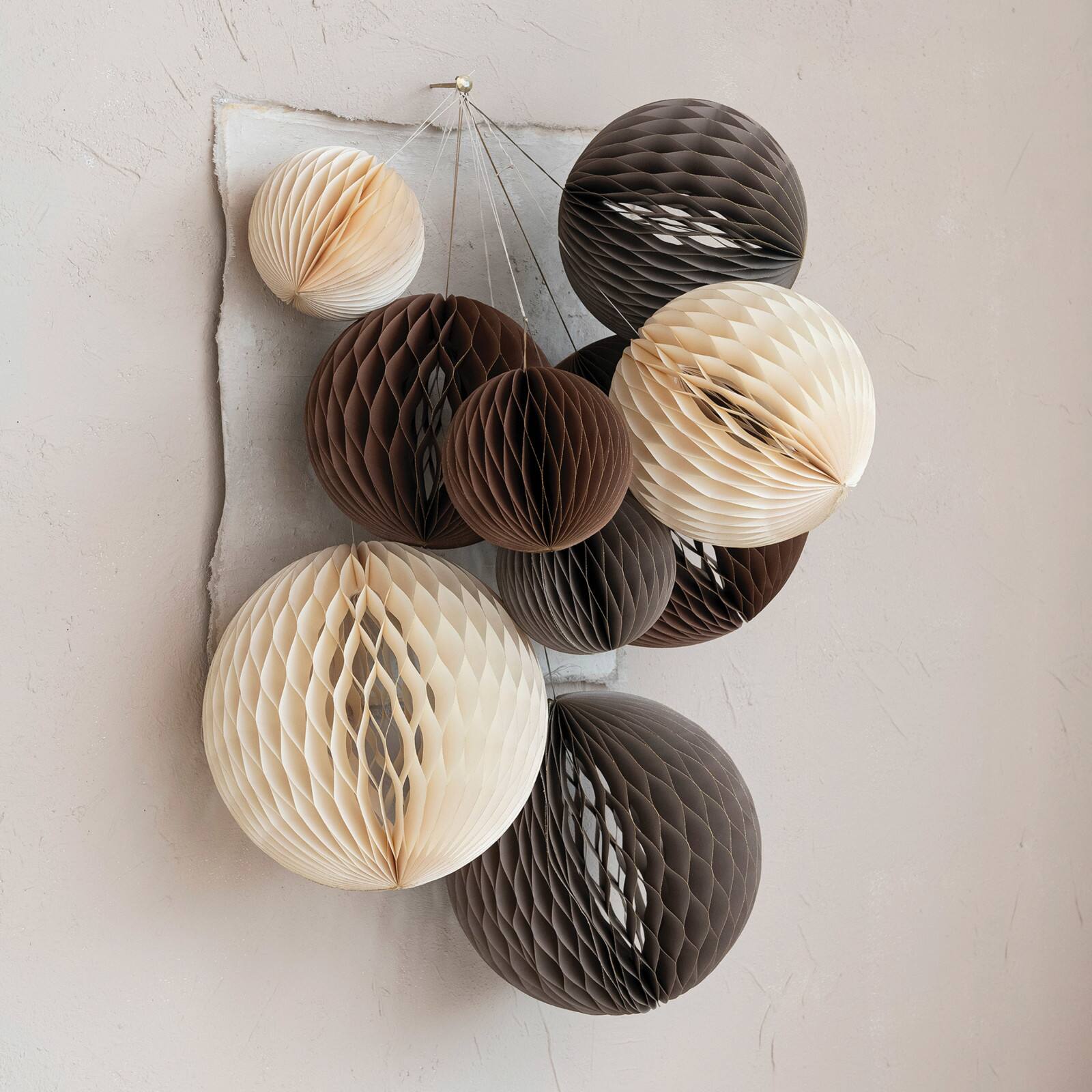 Hello Honey® Round Paper Honeycomb Ornaments with Gold Glitter Set