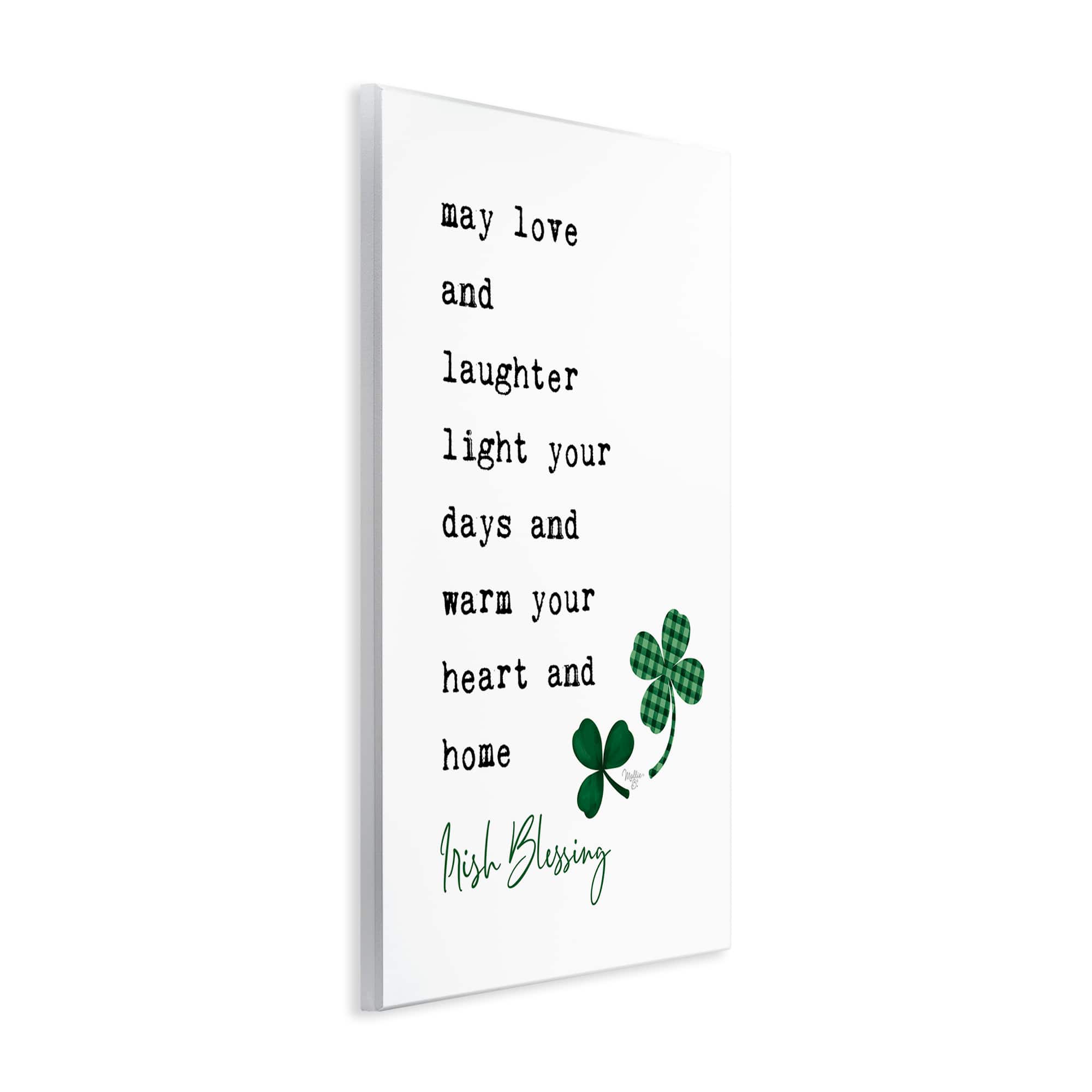 Stupell Industries Heart & Home Touching Irish Blessing Clover Motif Canvas Wall Art