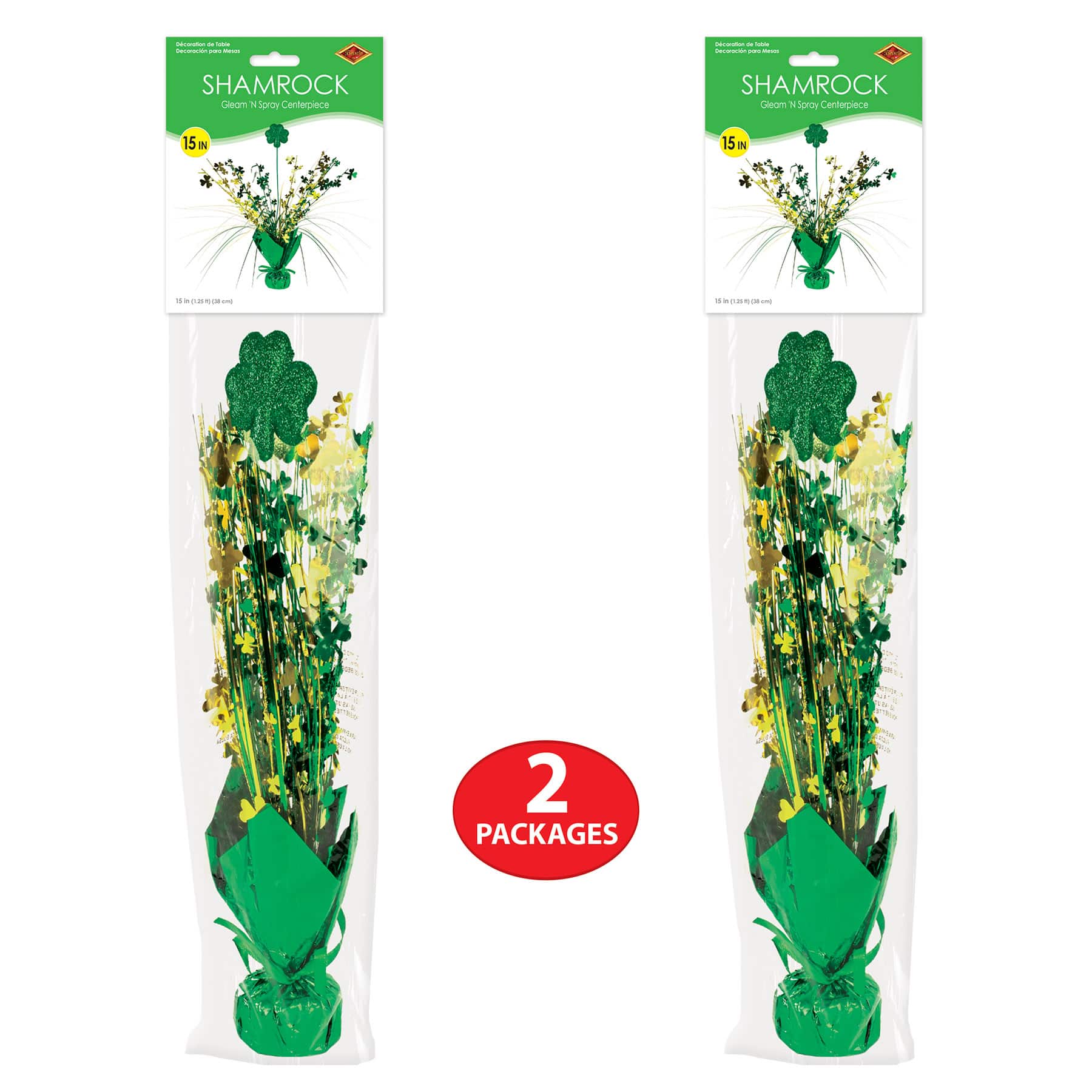 Beistle 15" Shamrock Gleam 'N Spray Centerpieces, 2ct.