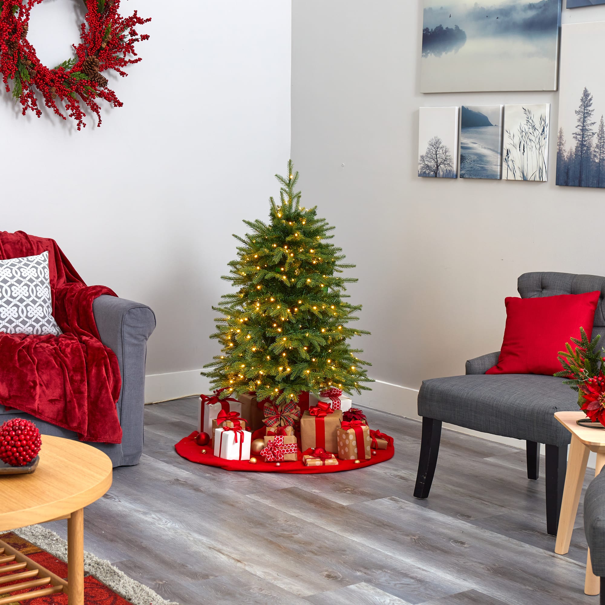 4ft. Pre-Lit Vancouver Fir Artificial Christmas Tree, Clear LED Lights