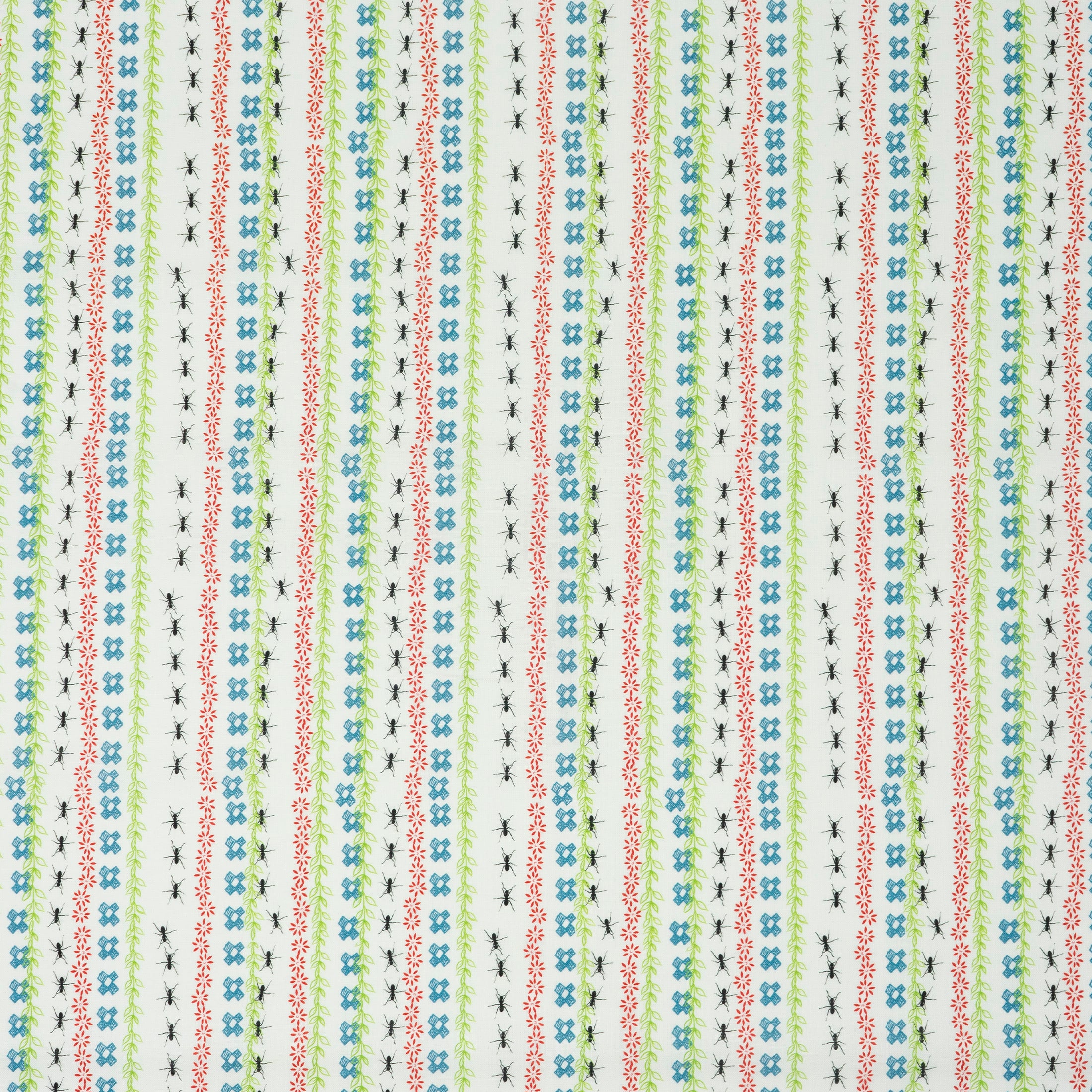 Stitch & Sparkle Maries Collection Picnic Ant Stripe Cotton Fabric