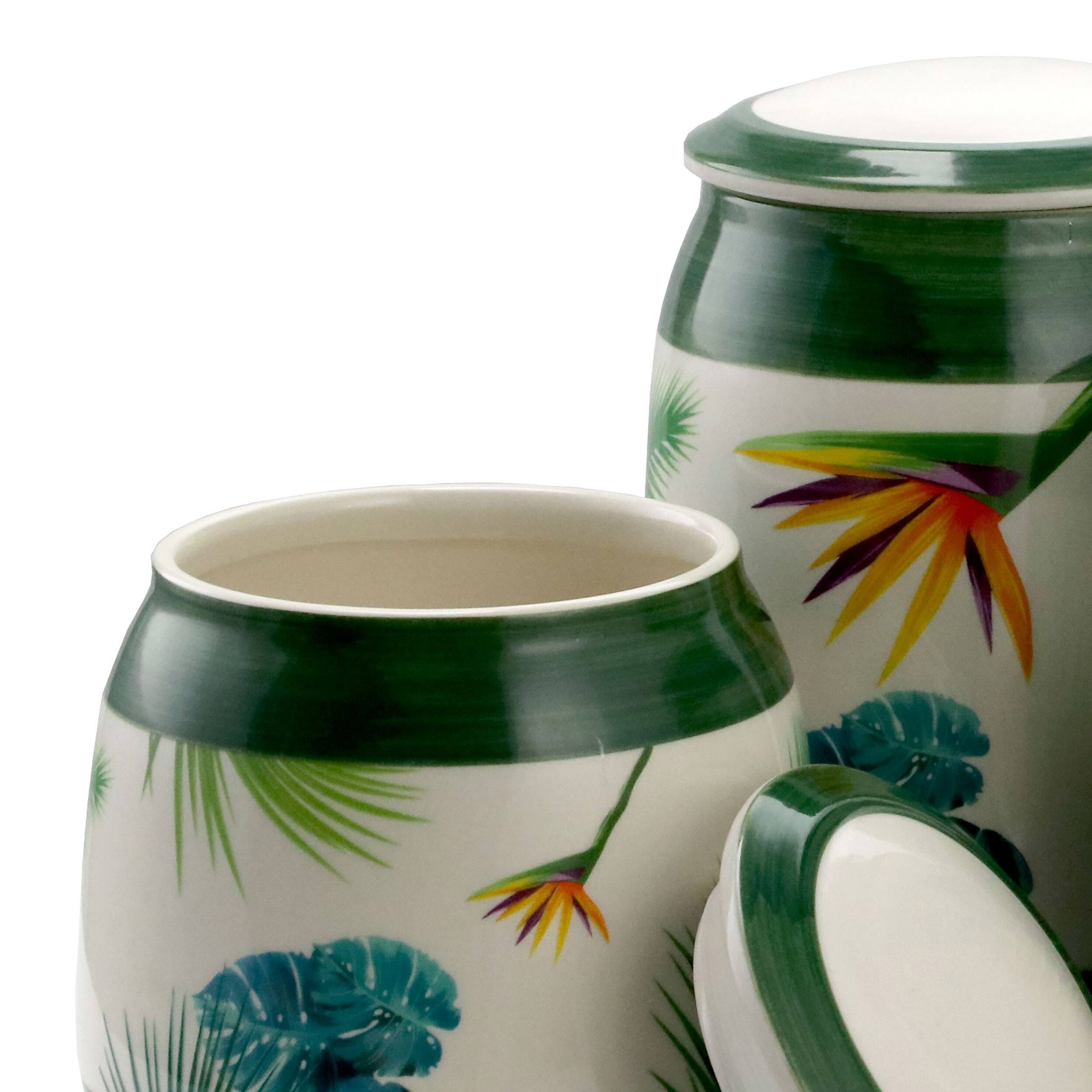 Elama Green 3-Piece Ceramic Kitchen Canister Collection