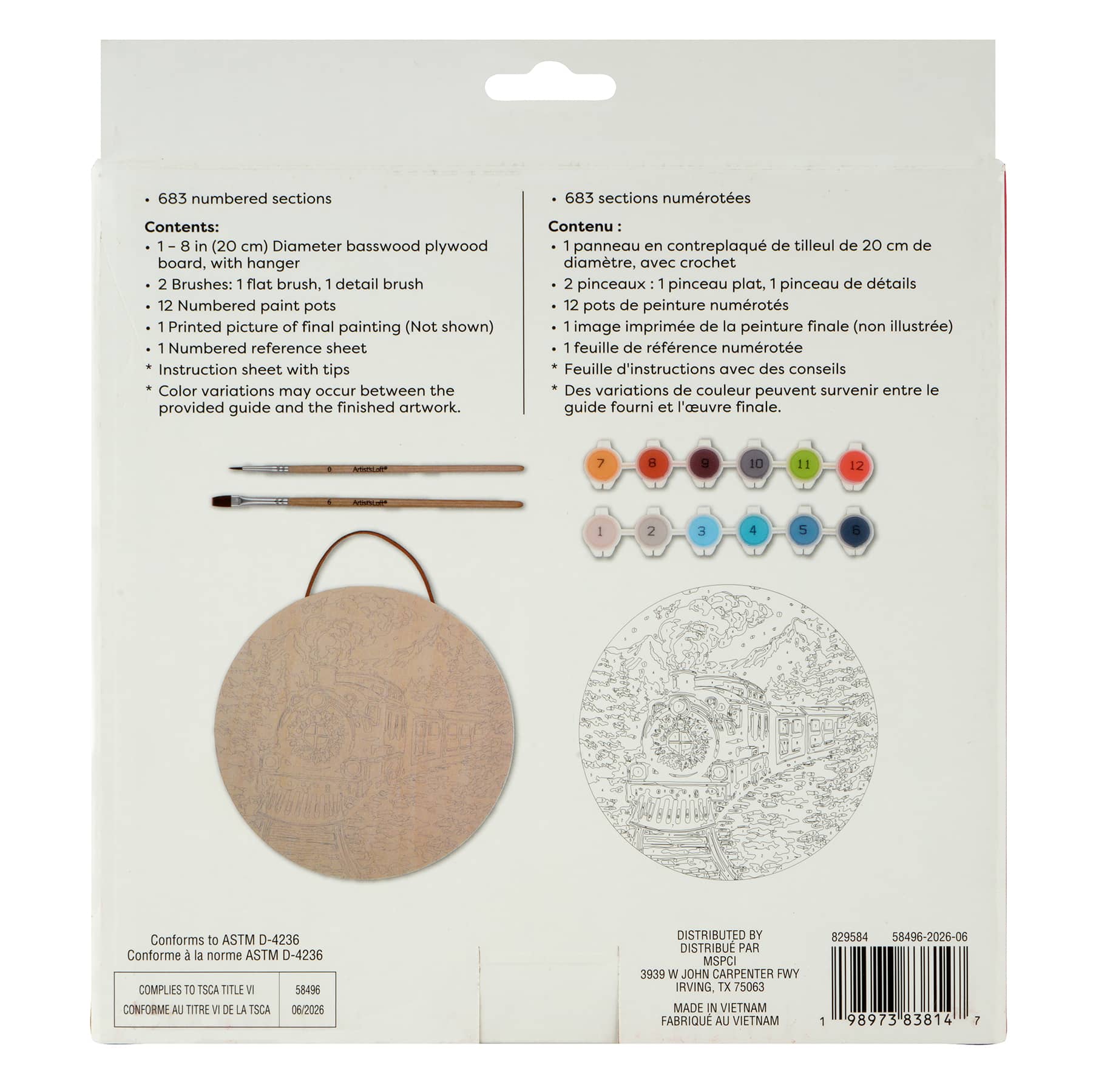 8" Night Train Paint-by-Number Plywood Surface Kit by Artist's Loft®