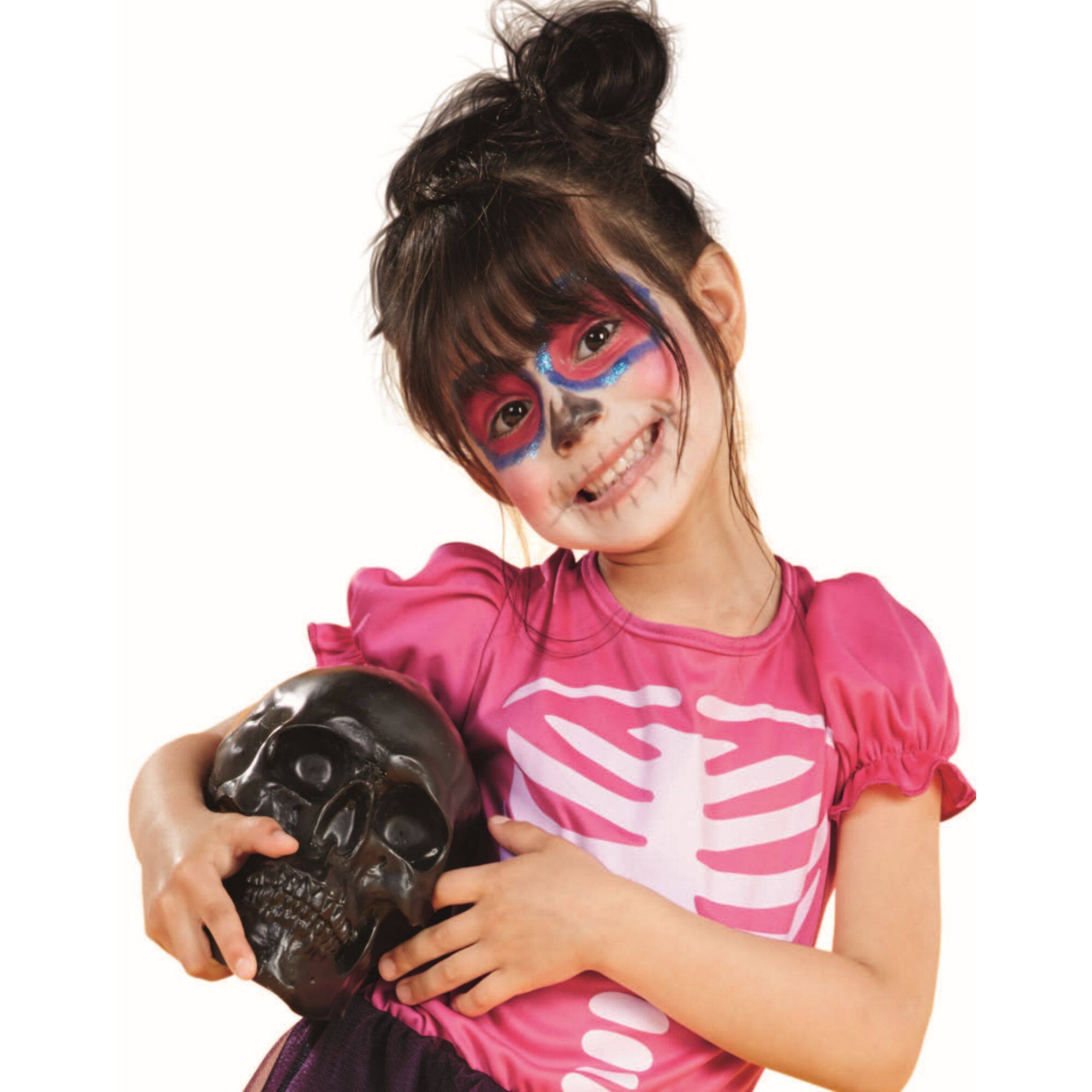 Large Pink & Black Skeleton Girl's Costume