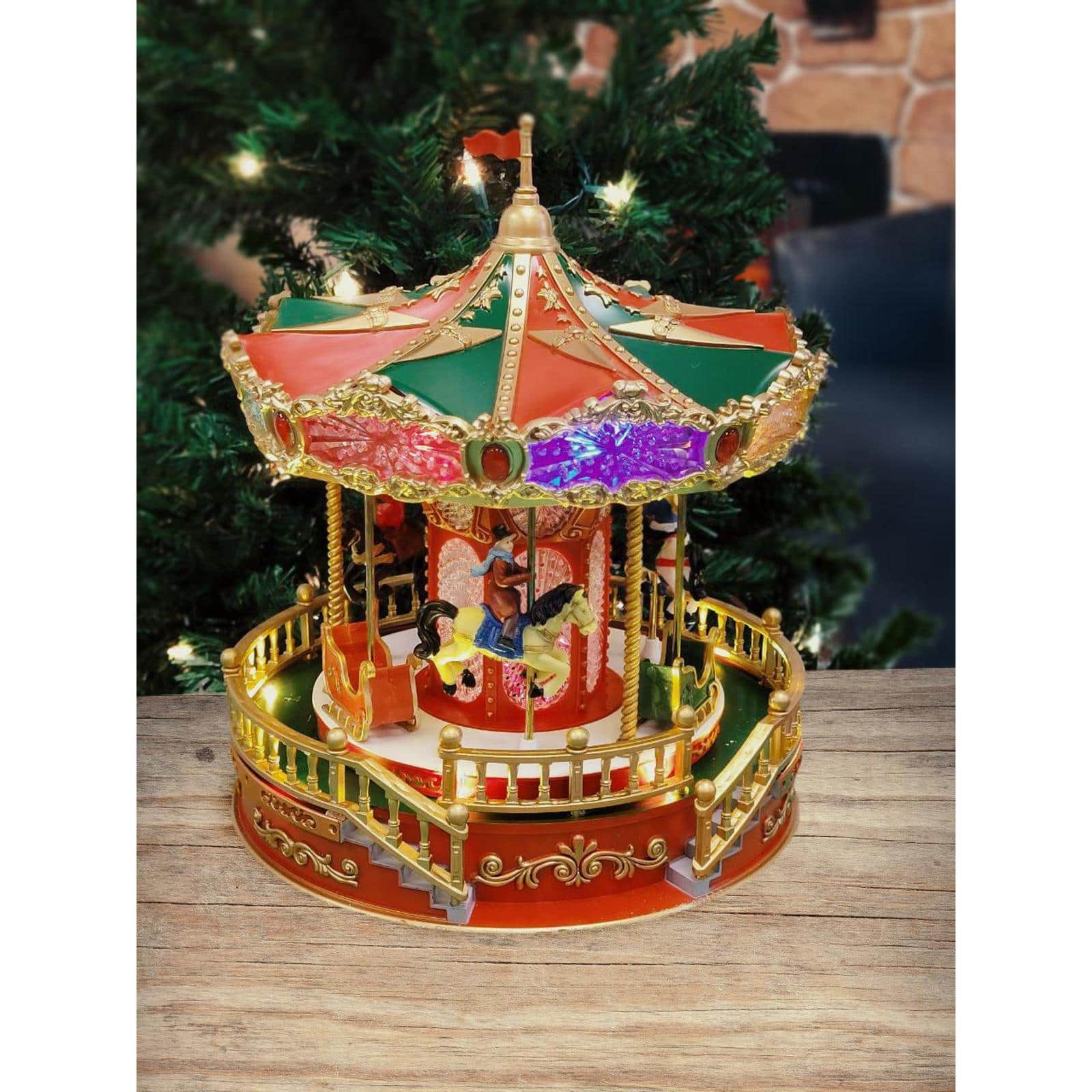 20" Christmas Village Carousel Decoration