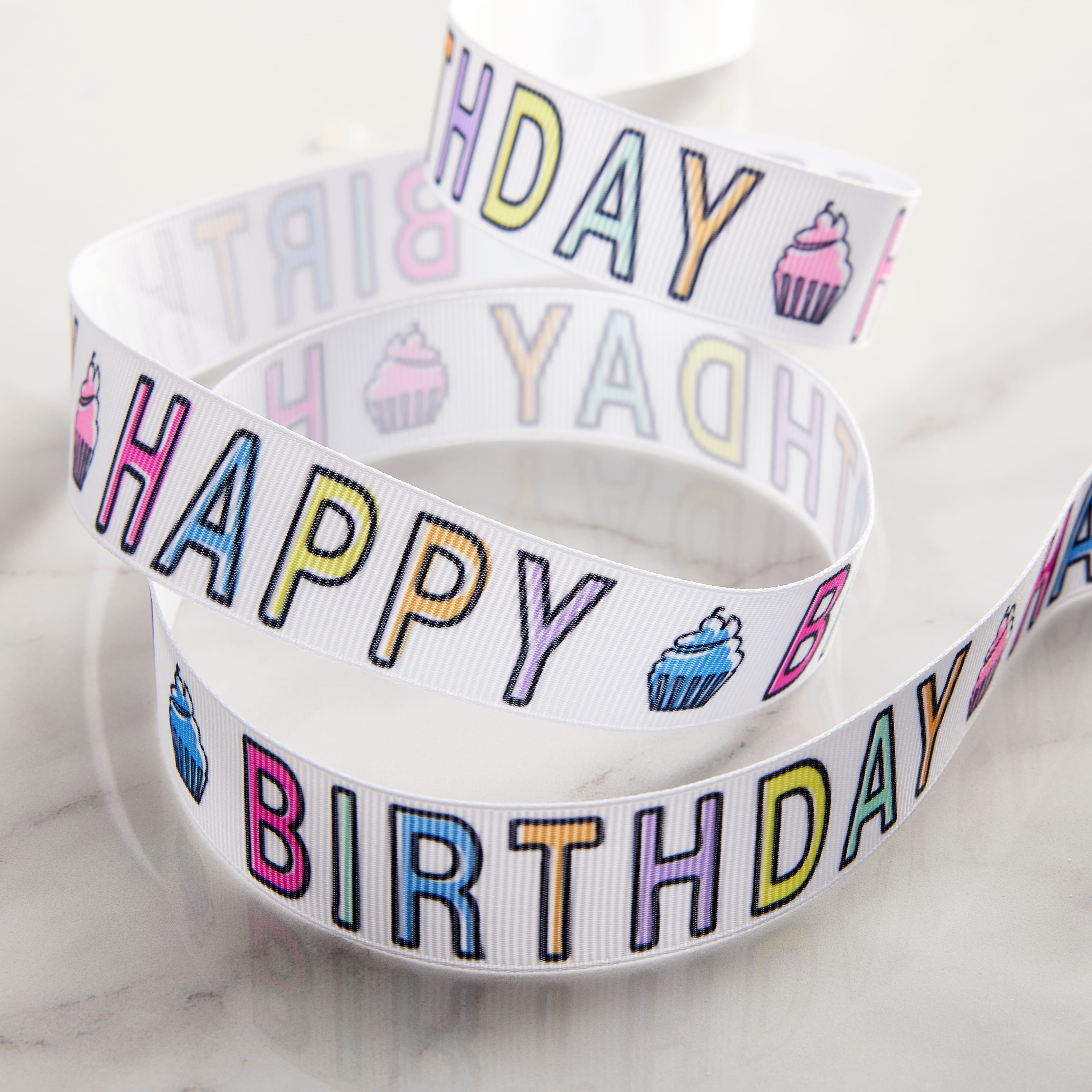 12 Pack: 7/8" x 5yd. Grosgrain Happy Birthday Ribbon by Celebrate It®