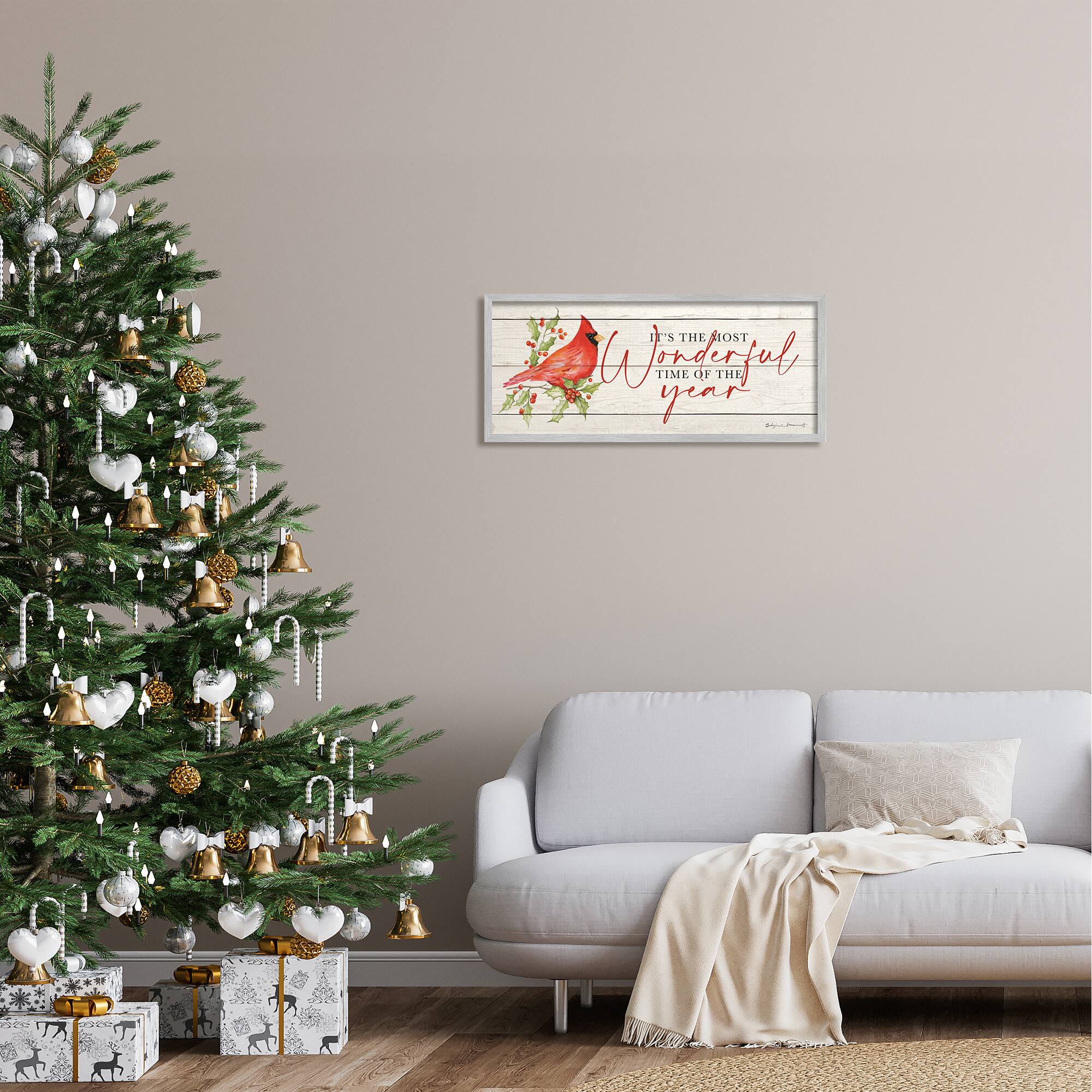 Stupell Industries Most Wonderful Time Cardinal Framed Giclee Art