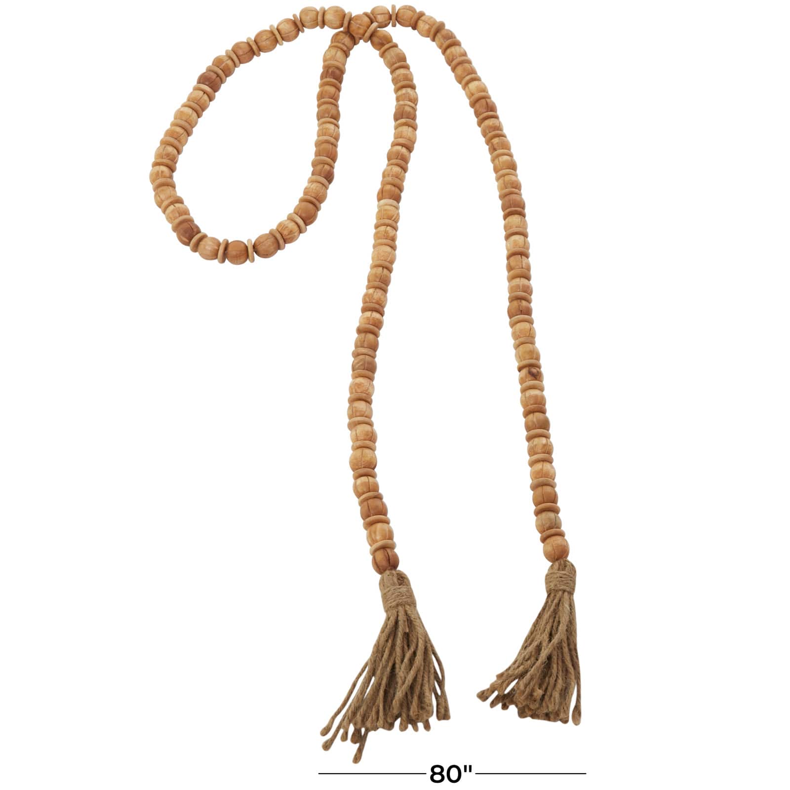 6.5ft. Brown Mango Wood Handmade Beaded Garland with Tassel