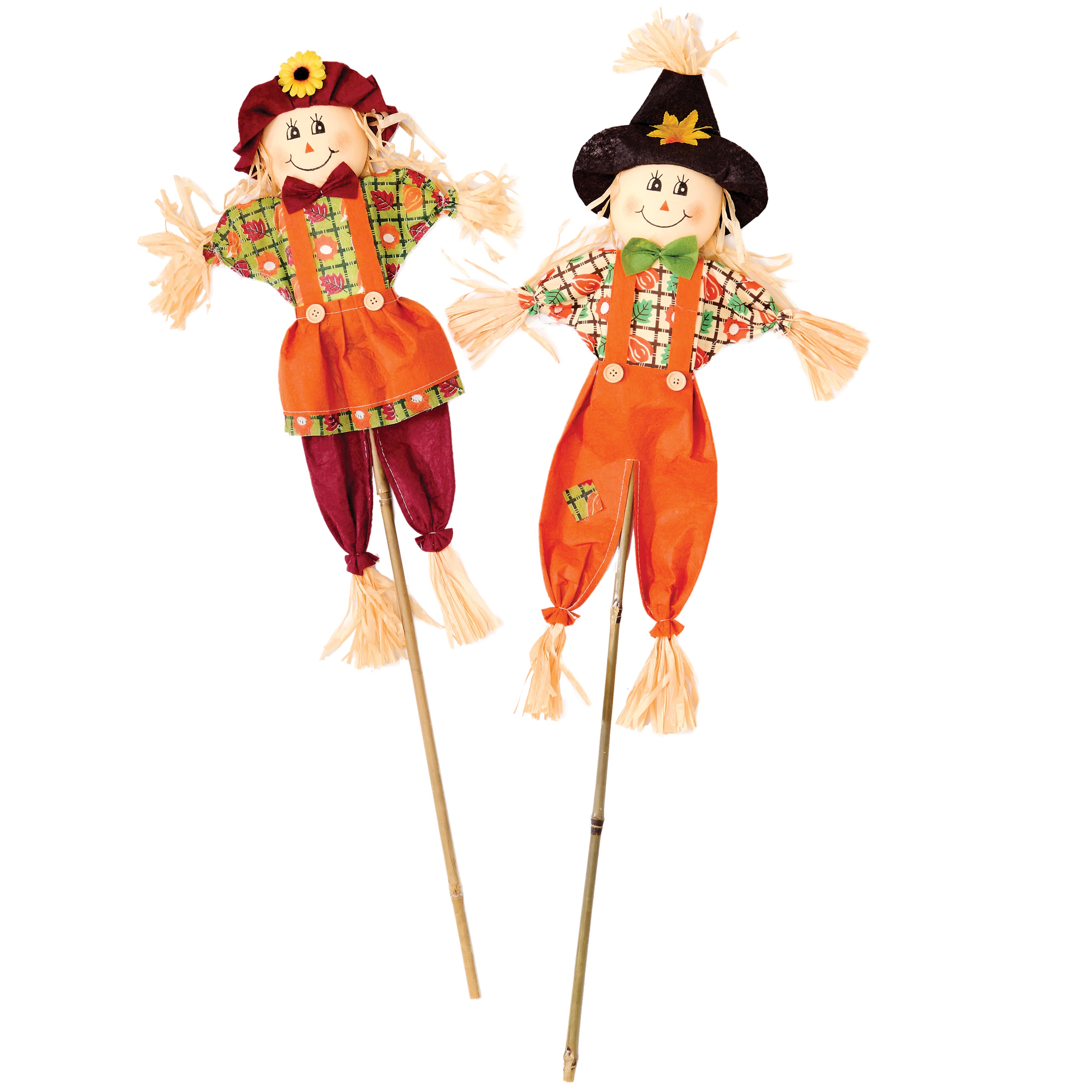 Worth Imports 18" Fall Harvest Scarecrow on Picks Set