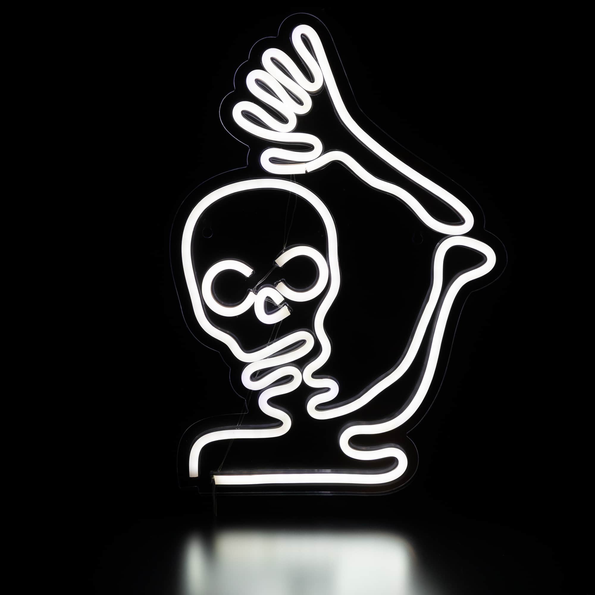 15" White LED Neon Style Skeleton Halloween Window Silhouette